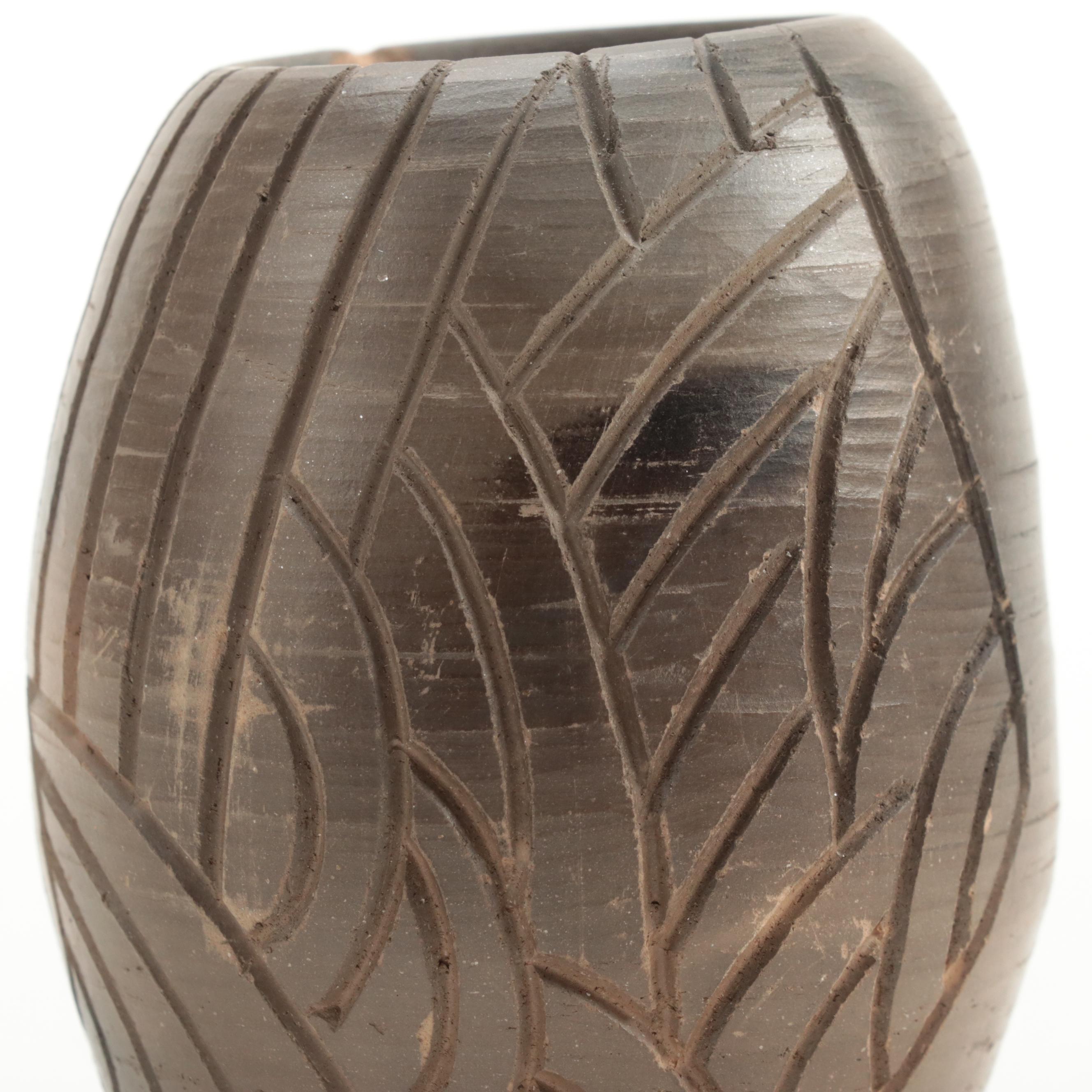 Cherokee North Carolina Carved Pottery Vase