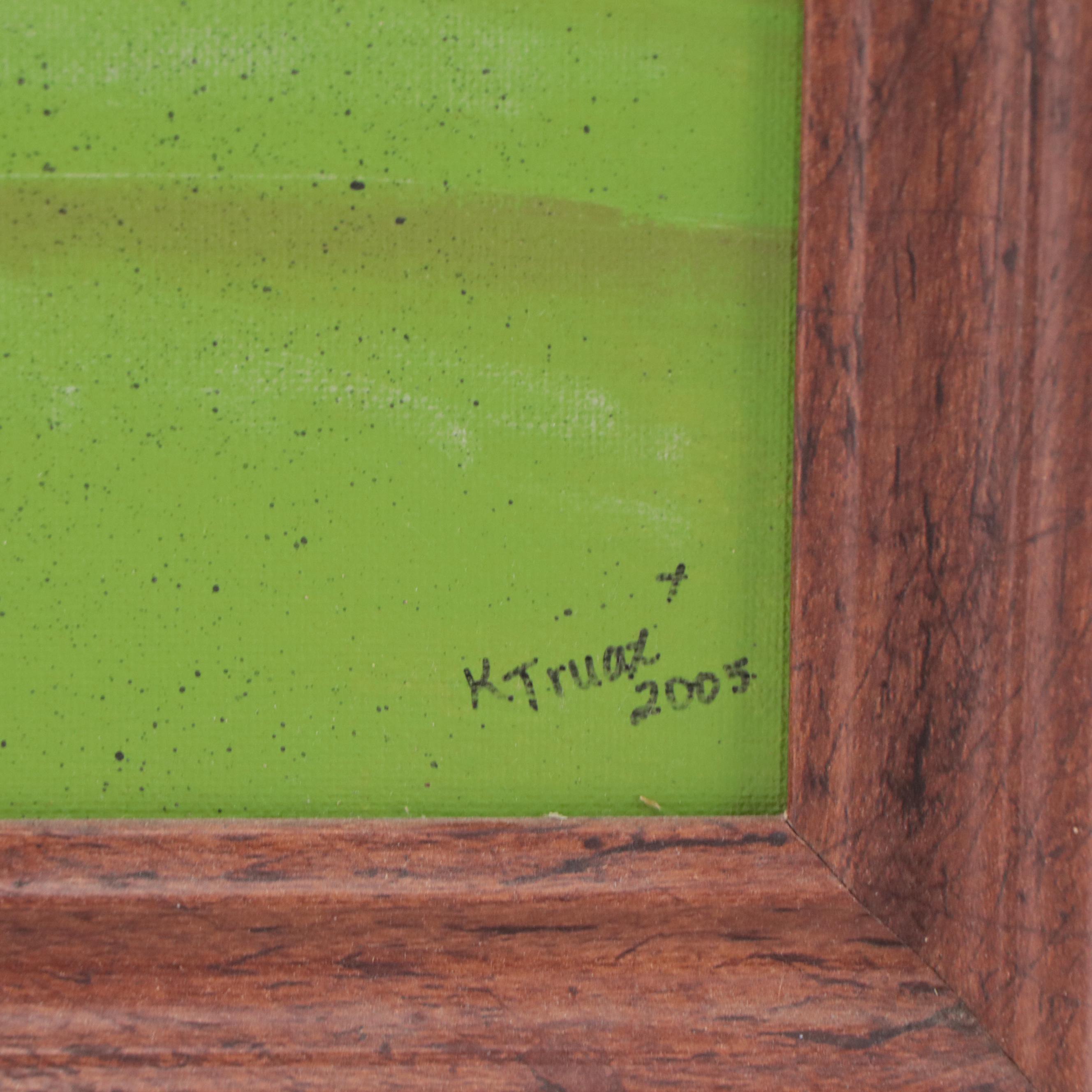 Kathy Truax Folk Art Farm Landscape Acrylic Painting, 2005