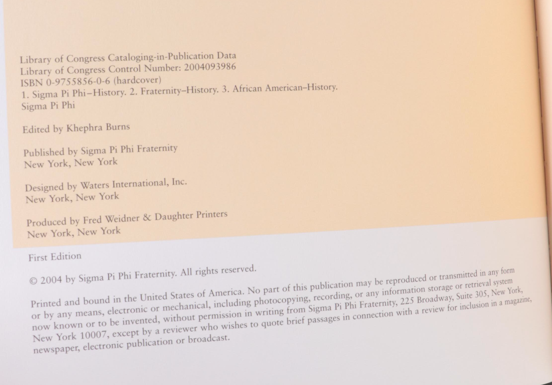 First Edition "Sigma Pi Phi Fraternity: A Century" by Khephra Burns and More