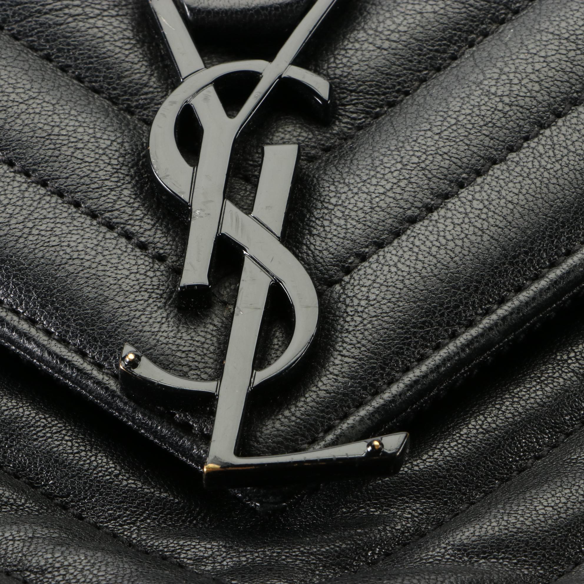 St. Laurent Large Classic Monogram College Handbag in Chevron Matelessé Leather