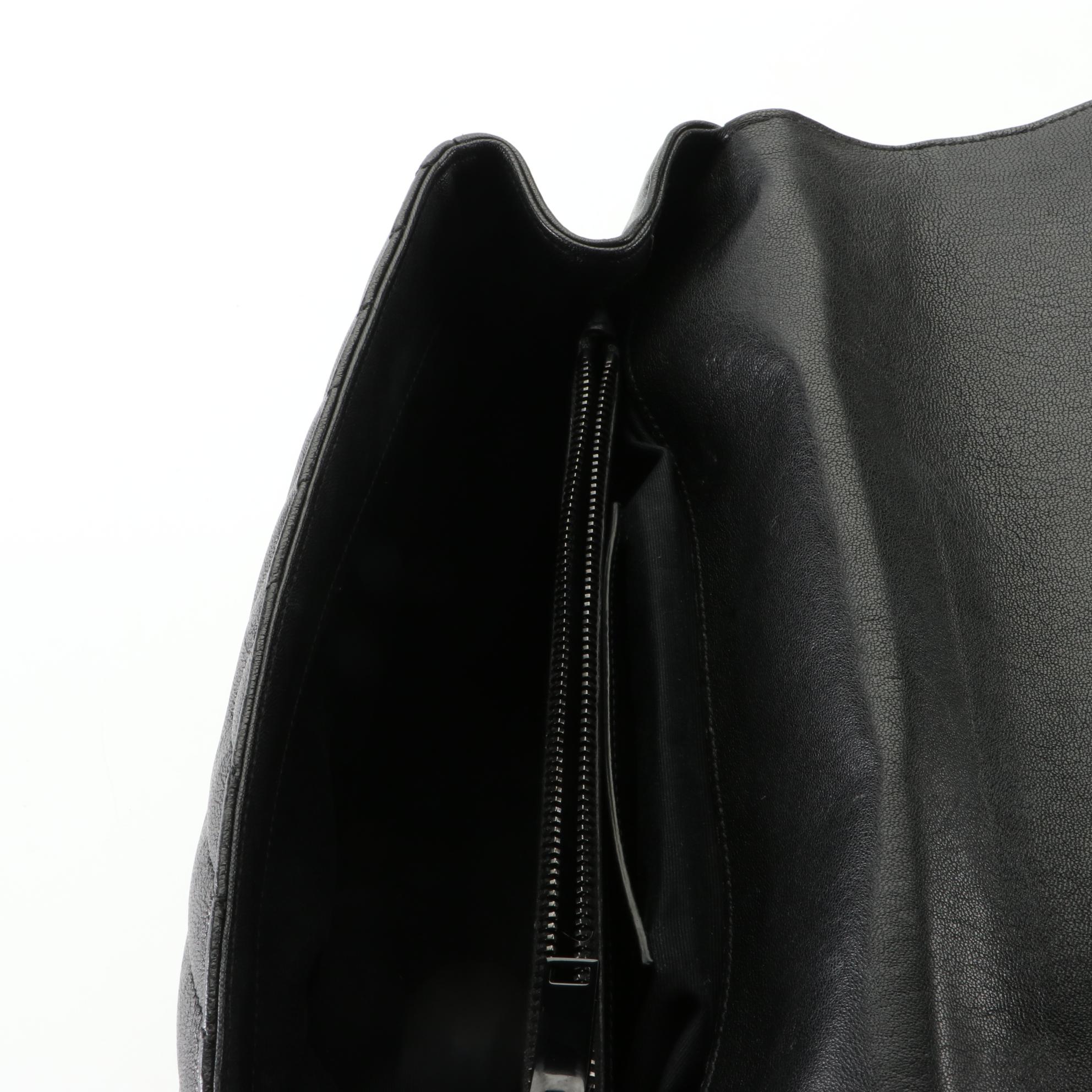 St. Laurent Large Classic Monogram College Handbag in Chevron Matelessé Leather