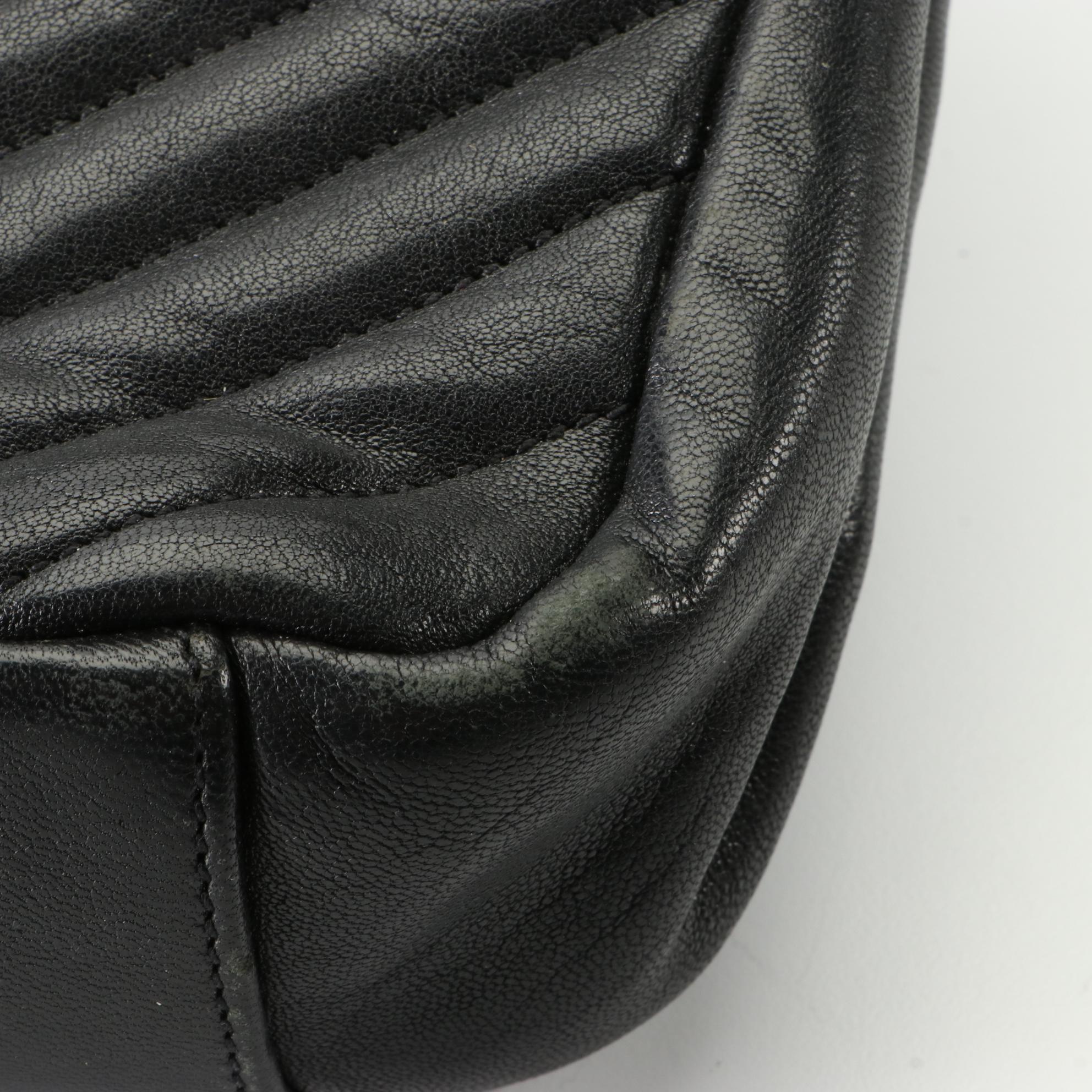 St. Laurent Large Classic Monogram College Handbag in Chevron Matelessé Leather