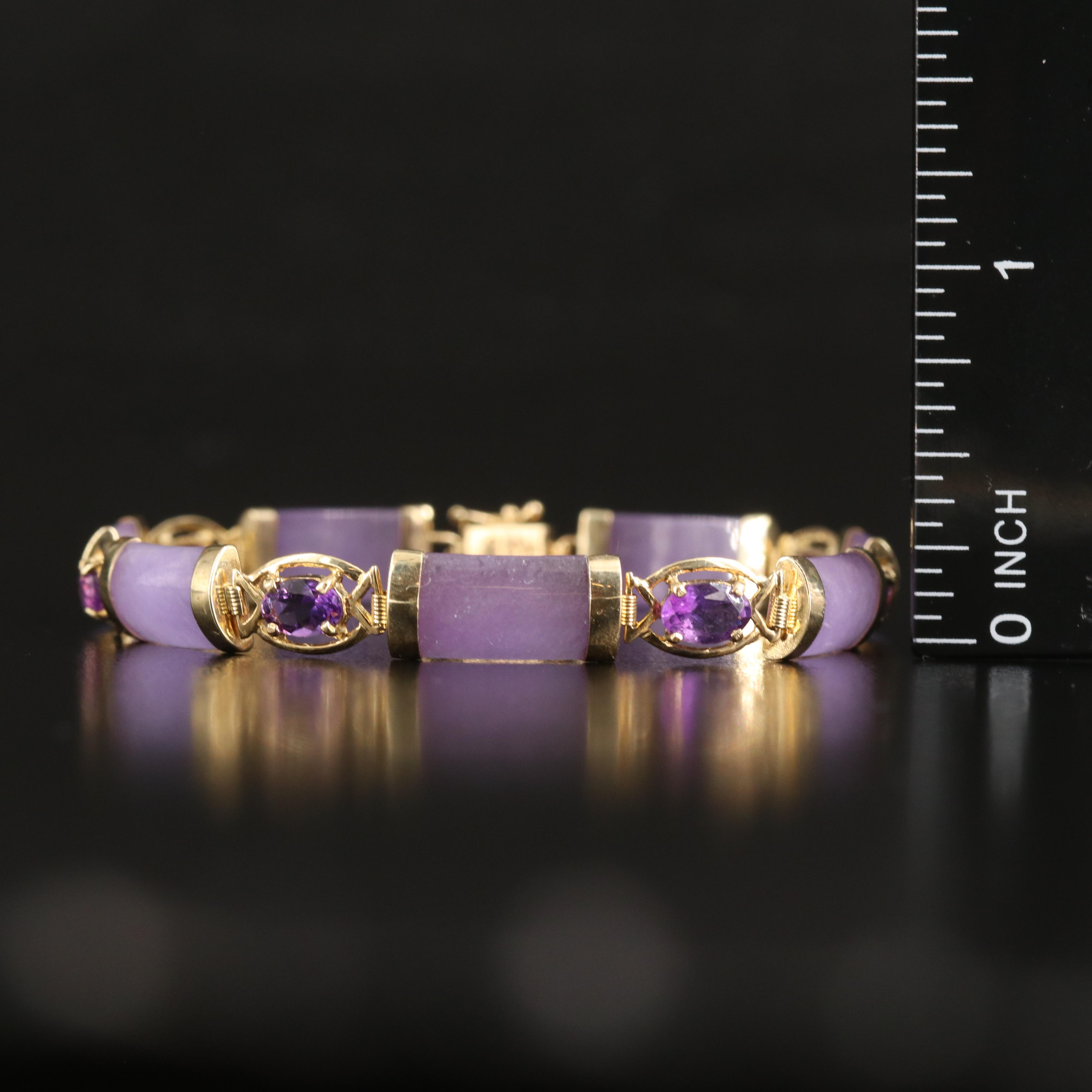 14K Jadeite and Amethyst Bracelet with Longevity Clasp