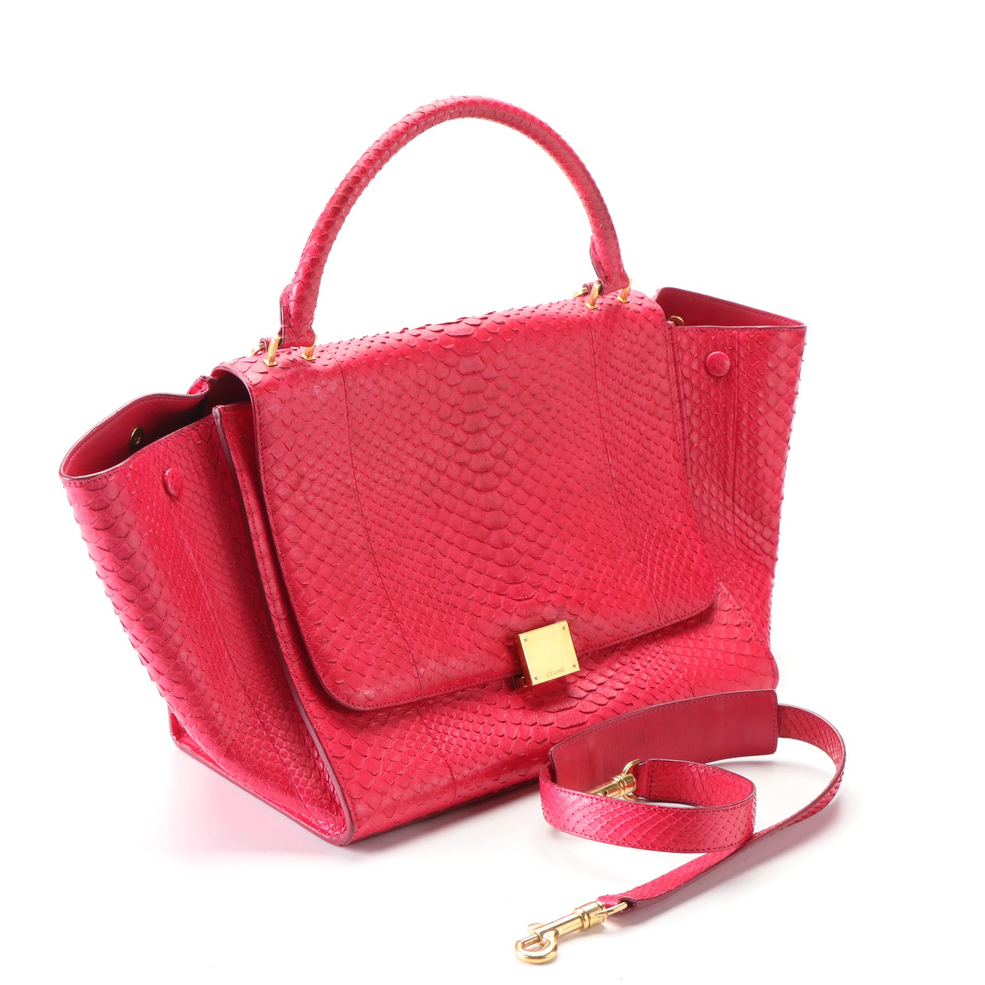 Céline Medium Trapeze Bag in Python Skin with Detachable Shoulder Strap