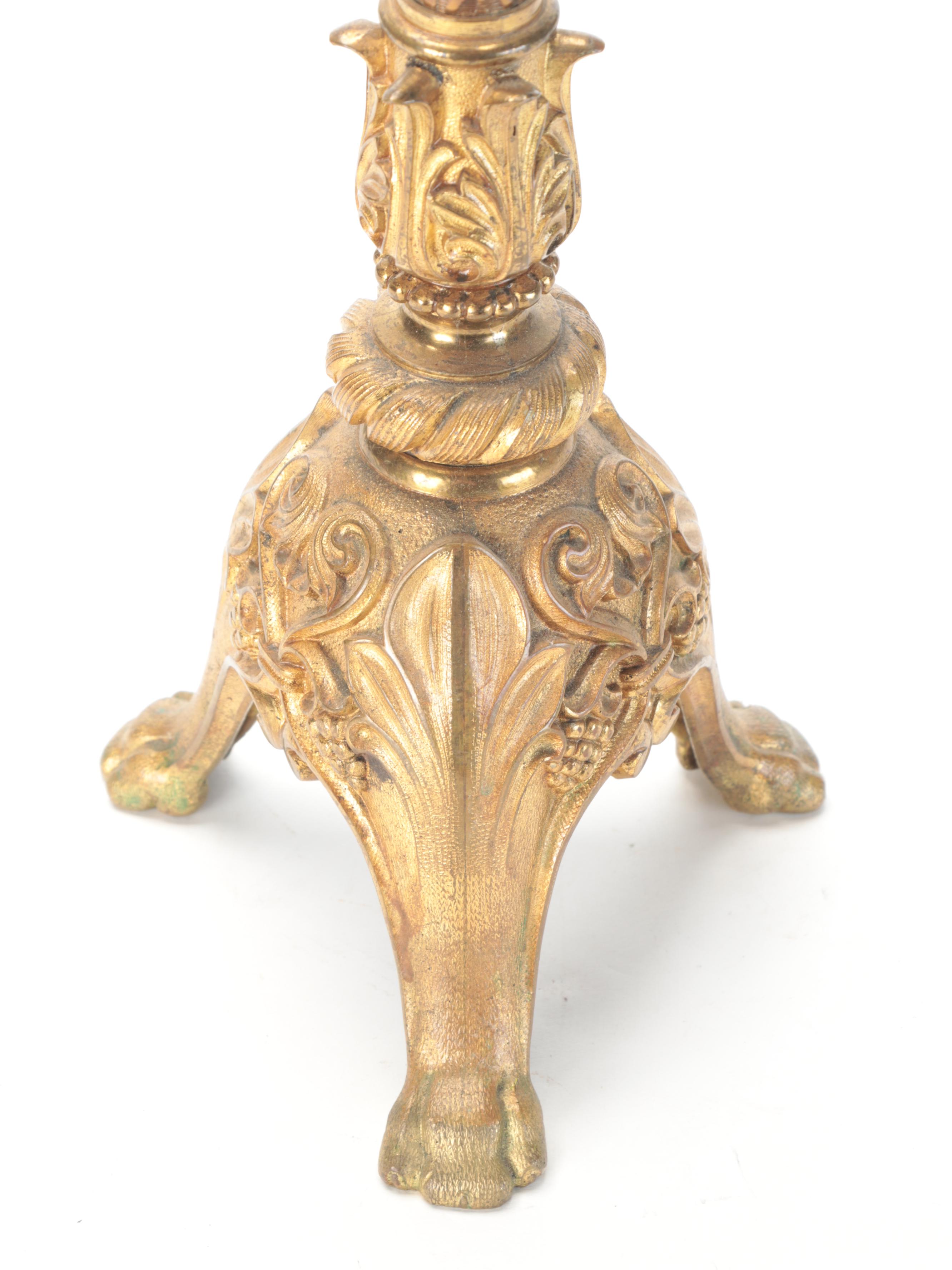 Pair of Cast Brass and Metal Seven-Arm Candelabra, Early to Mid-20th C