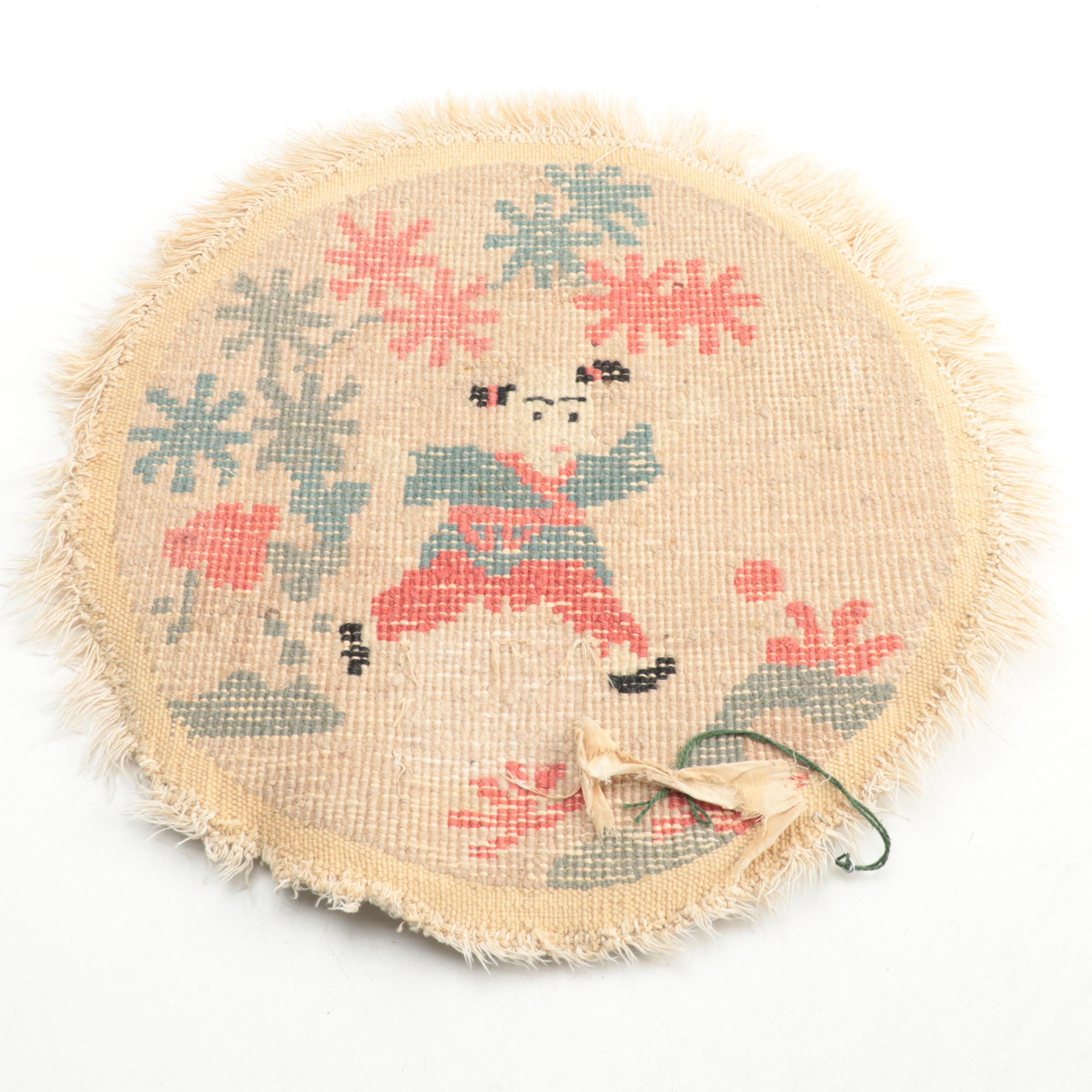 Brass Openwork Garden Seat and Chinese Wool Seat Mat