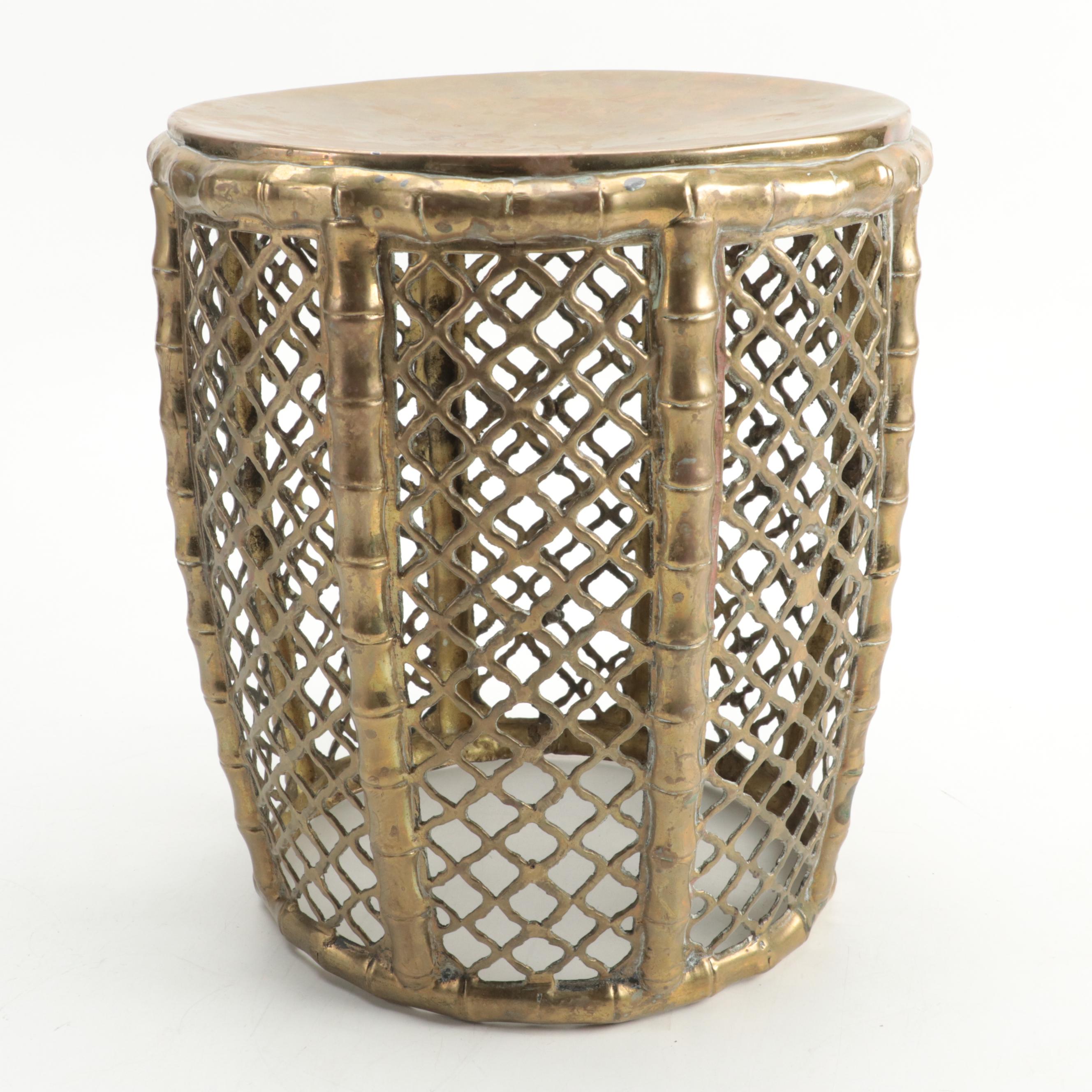 Brass Openwork Garden Seat and Chinese Wool Seat Mat