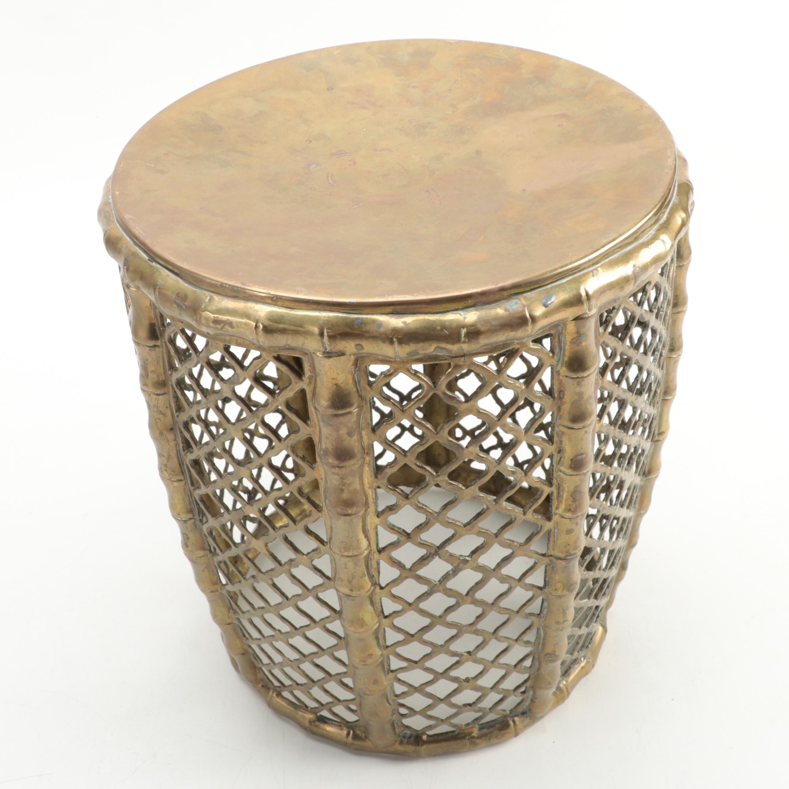 Brass Openwork Garden Seat and Chinese Wool Seat Mat