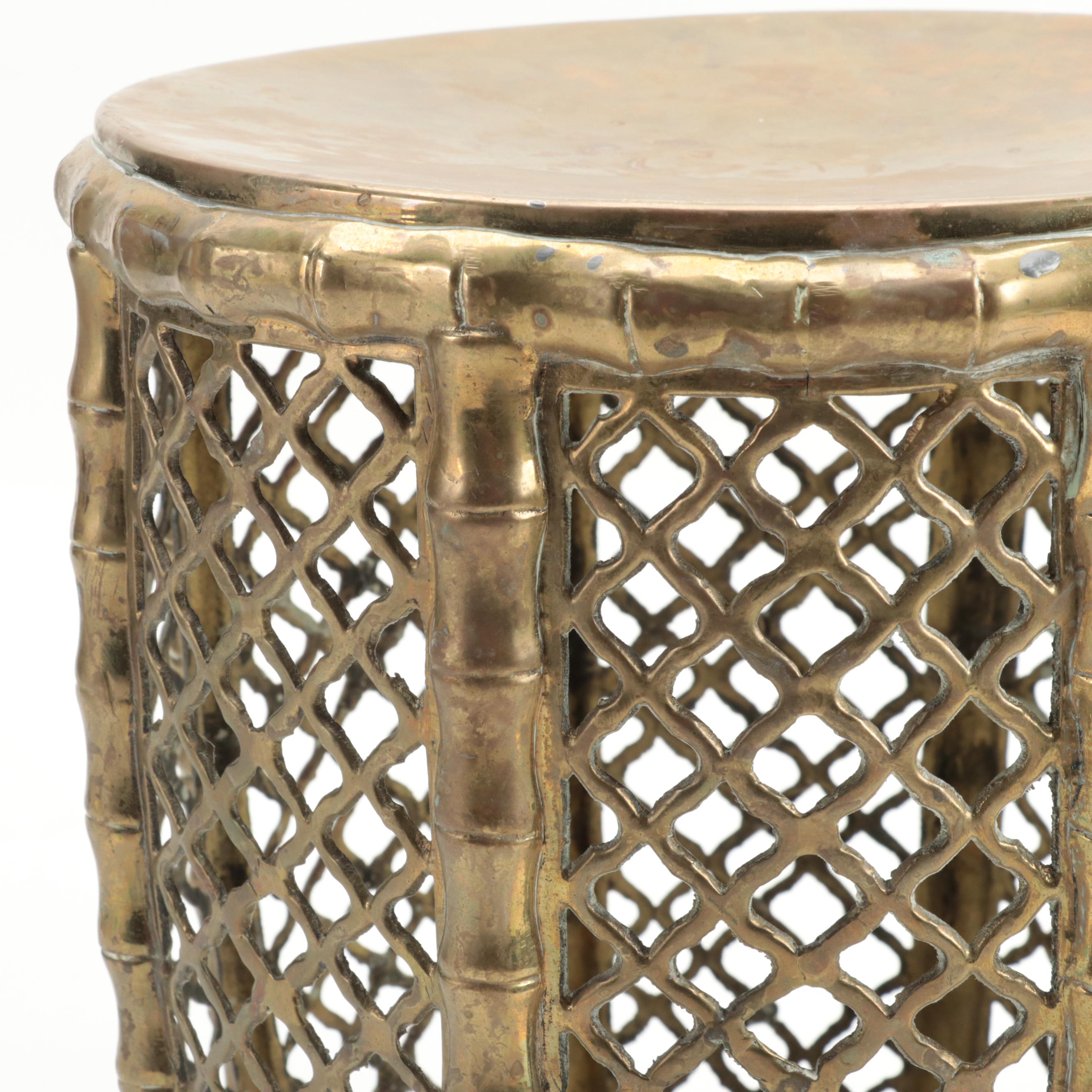 Brass Openwork Garden Seat and Chinese Wool Seat Mat