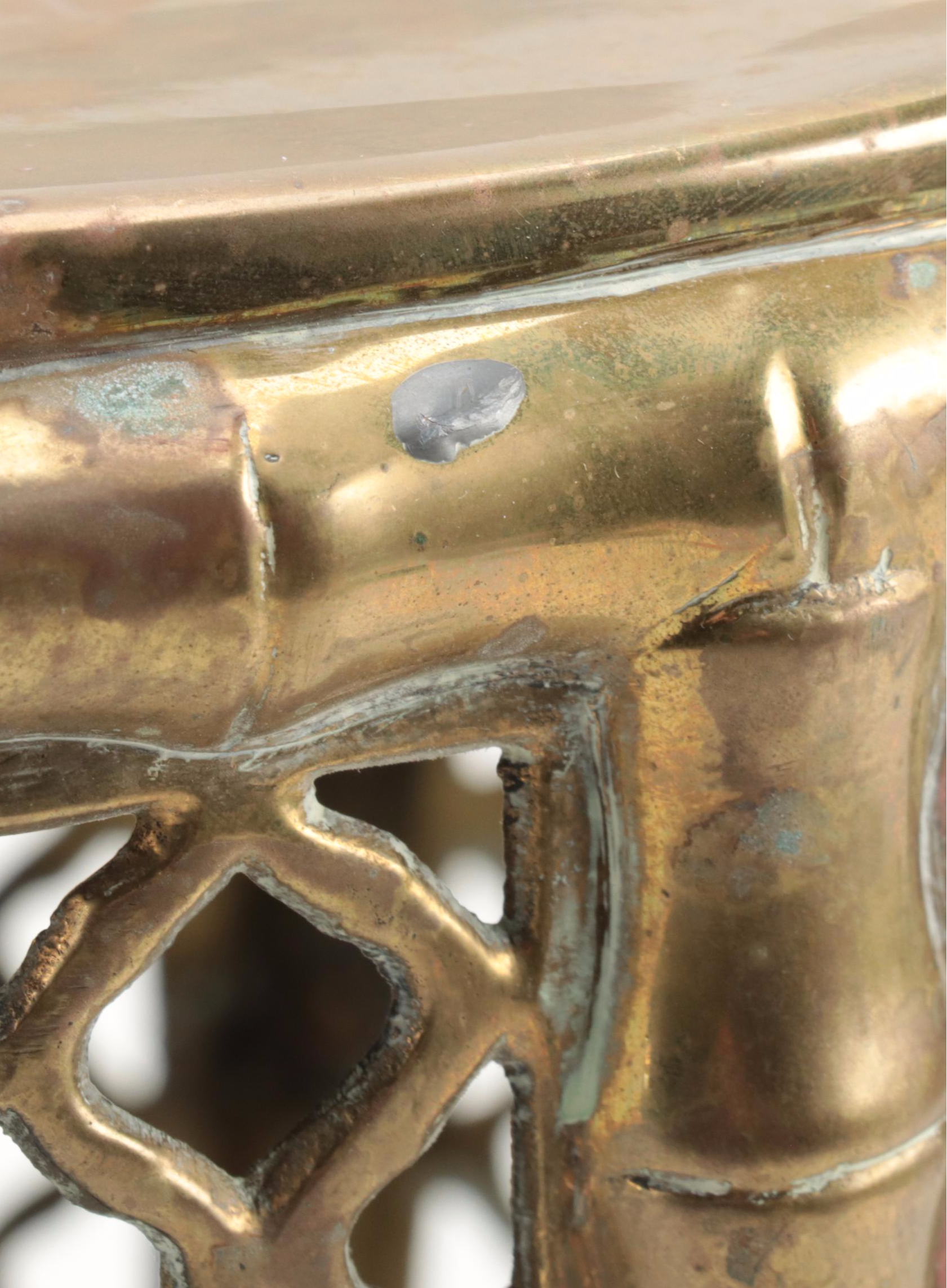 Brass Openwork Garden Seat and Chinese Wool Seat Mat