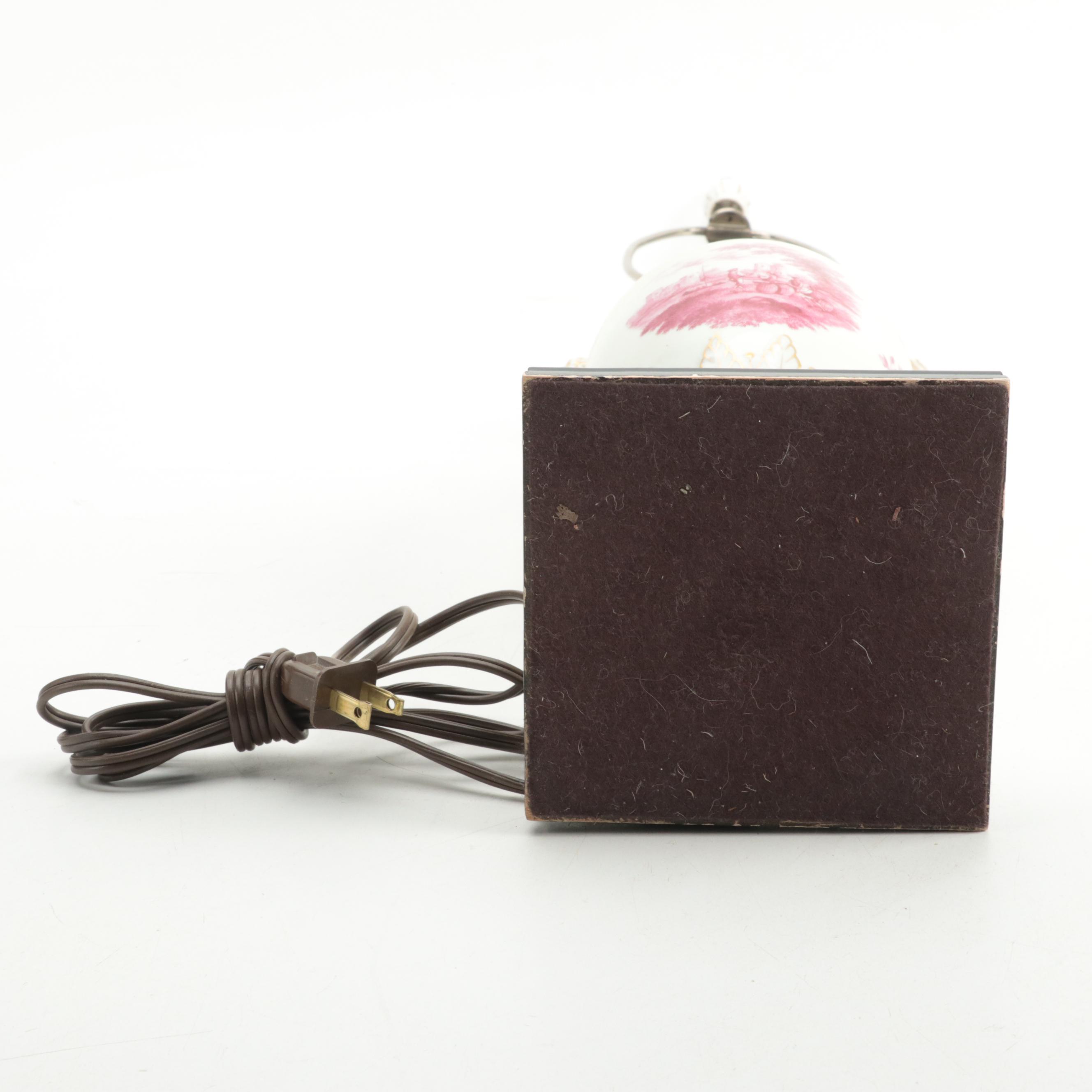 French Hand-Painted Porcelain Toile du Jouy Style Urn Table Lamp