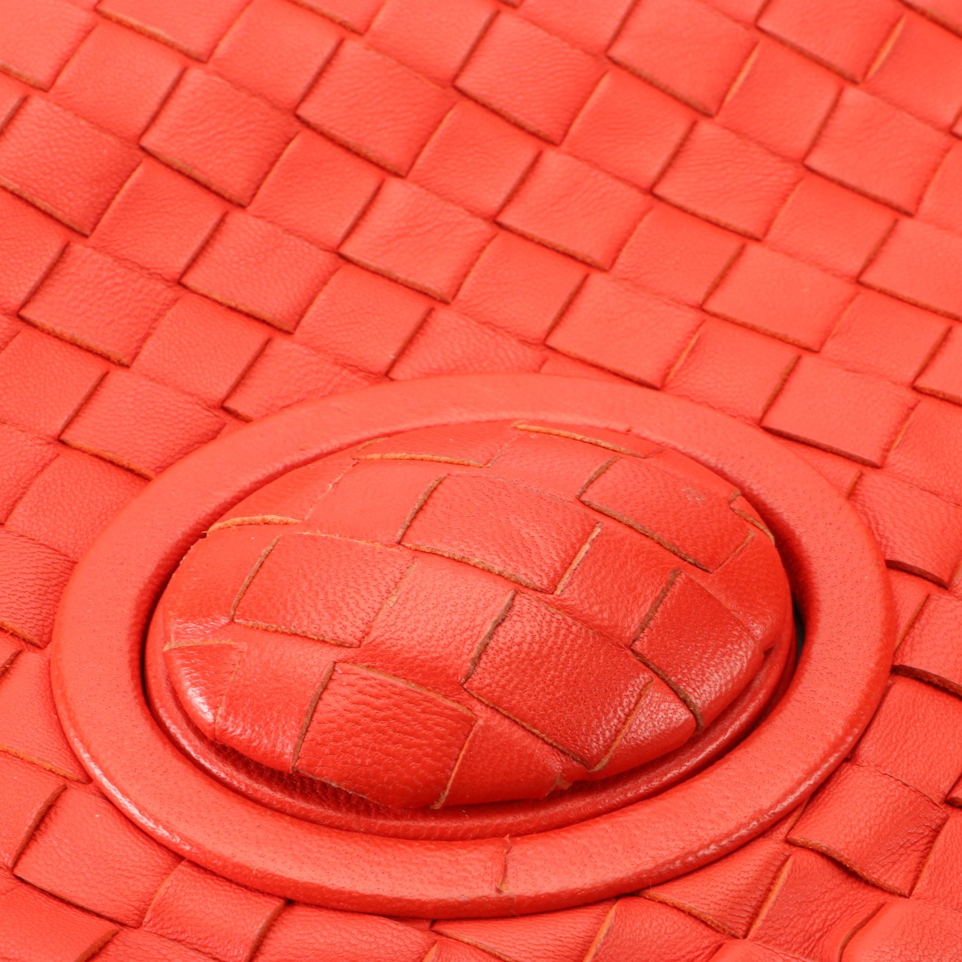 Bottega Veneta Fold Over Turnlock Clutch in Intrecciato Nappa Leather