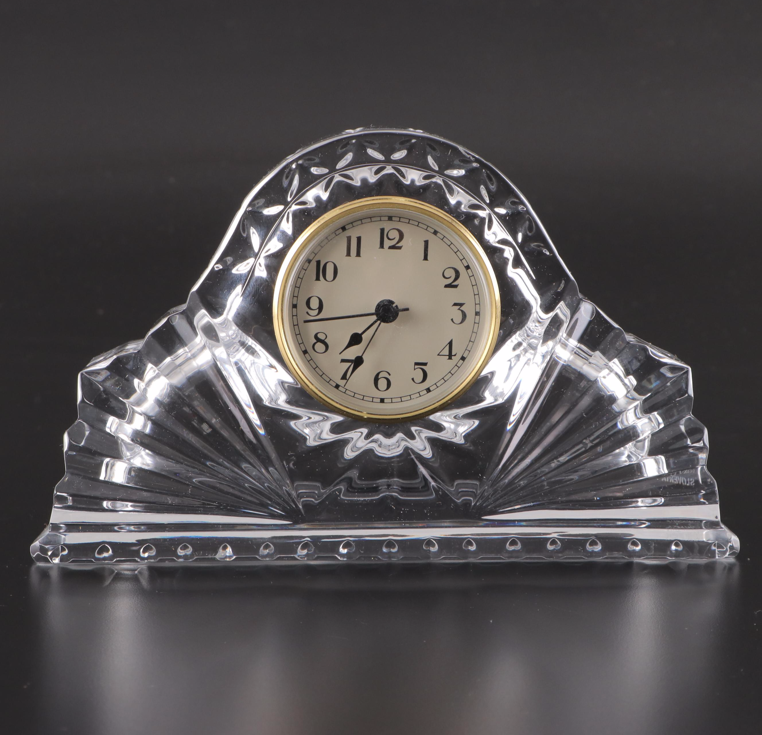 Mikasa Lead Crystal Clock with Pitcher and Biscuit Jar