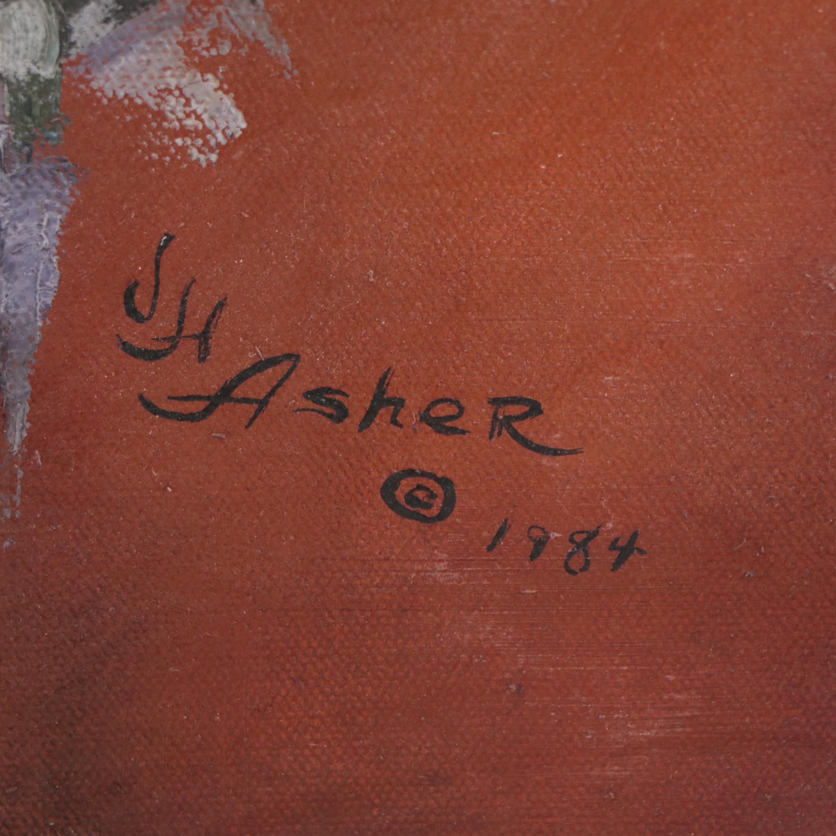 J. H. Asher Western Portrait Oil Painting of a Little Boy, 1984