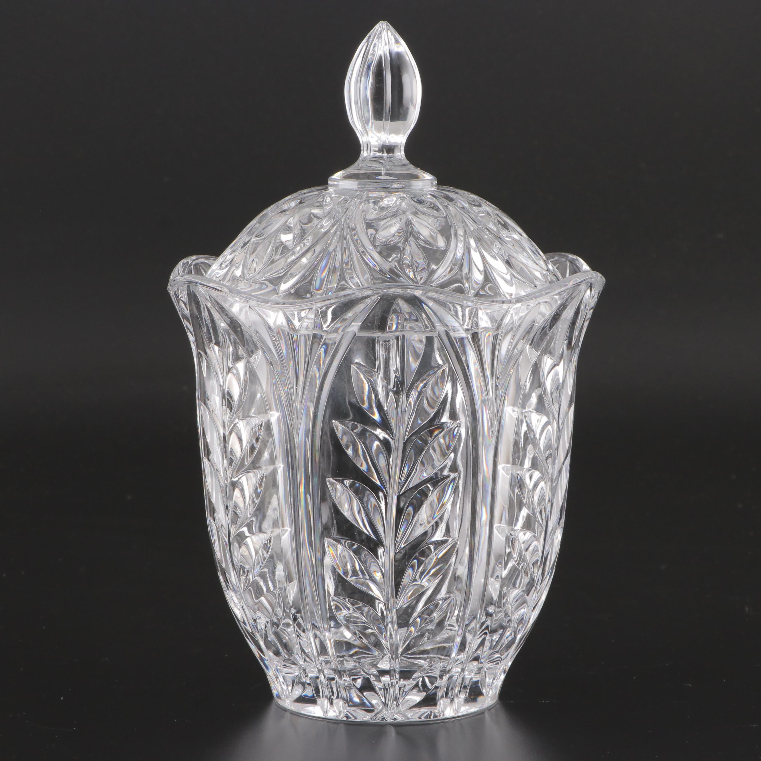 Mikasa Lead Crystal Clock with Pitcher and Biscuit Jar