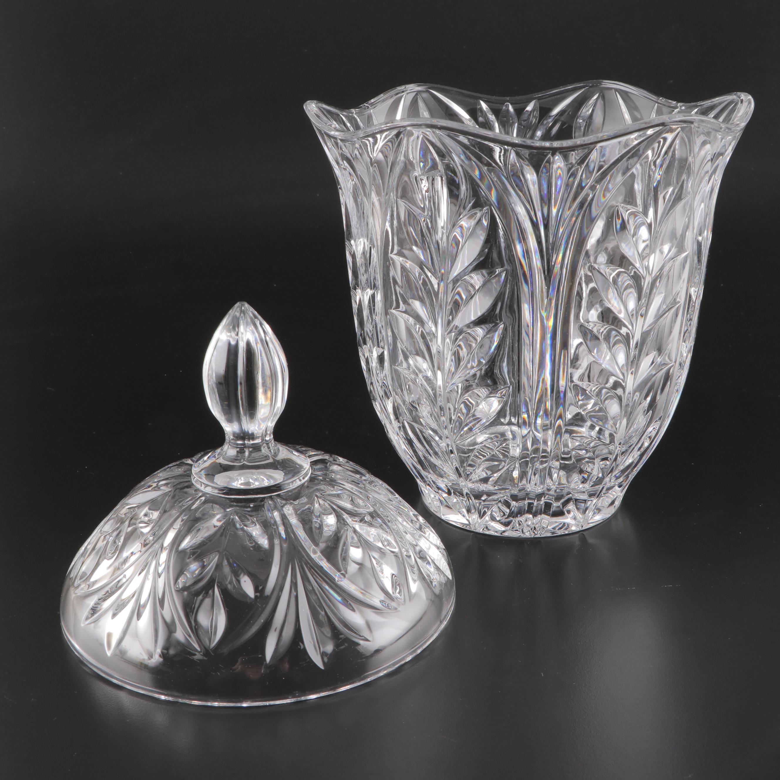 Mikasa Lead Crystal Clock with Pitcher and Biscuit Jar