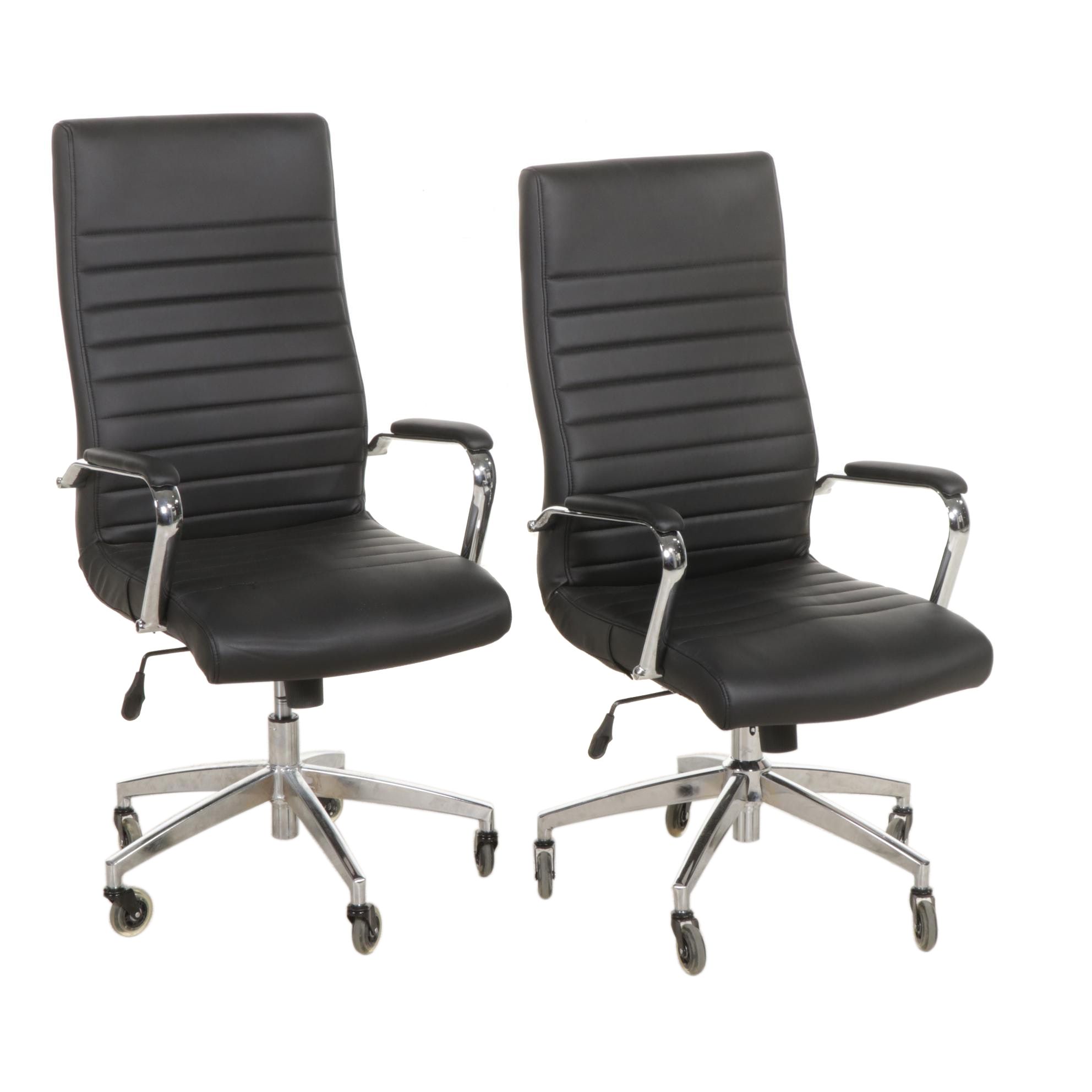 Bestar "Ridgeley" Wood-Grained U-Shaped Desk with Hutch and Two Chairs