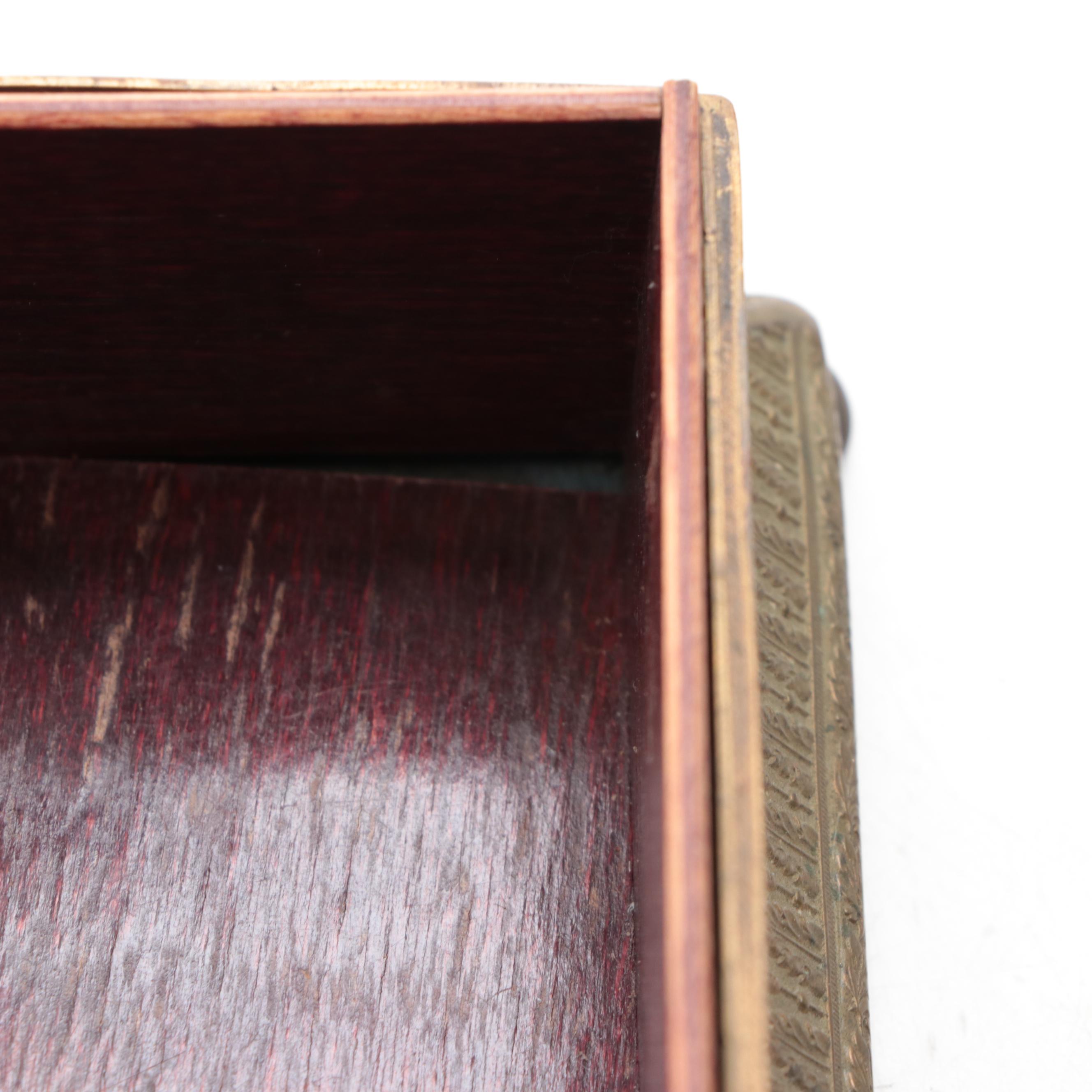 German Indo-Persian Style Inlaid Brass Box, Early to Mid-20th Century