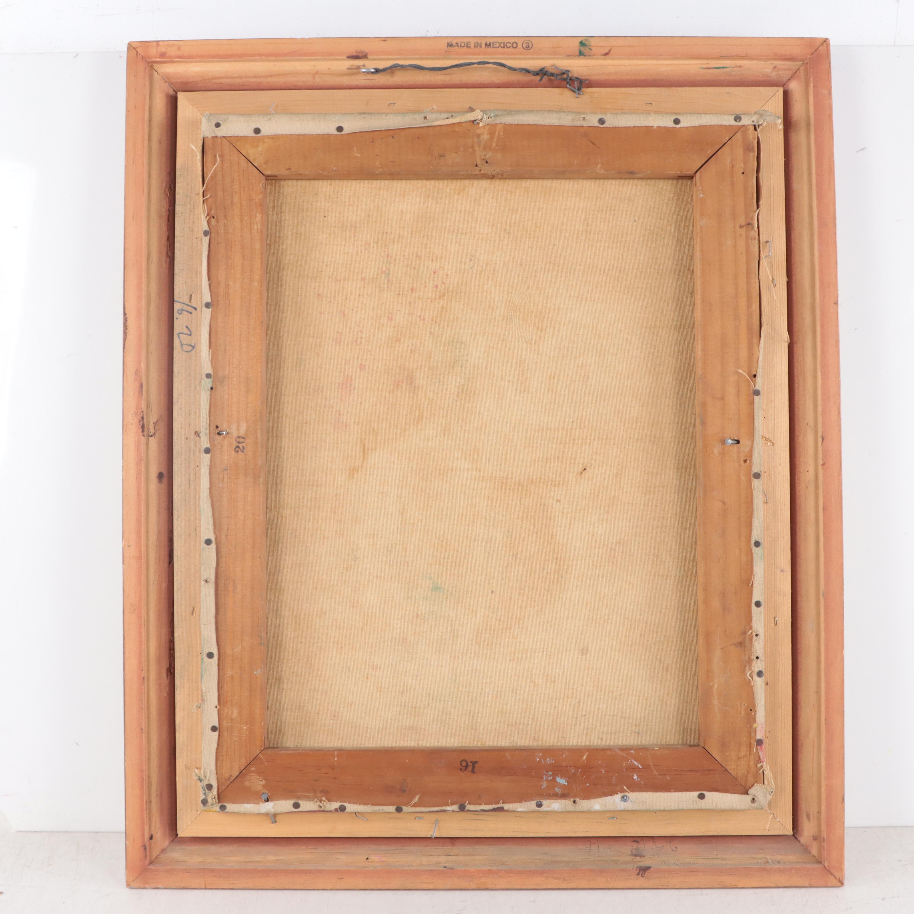 Oil Painting of Still Life With Hibiscus and Crane Figurine