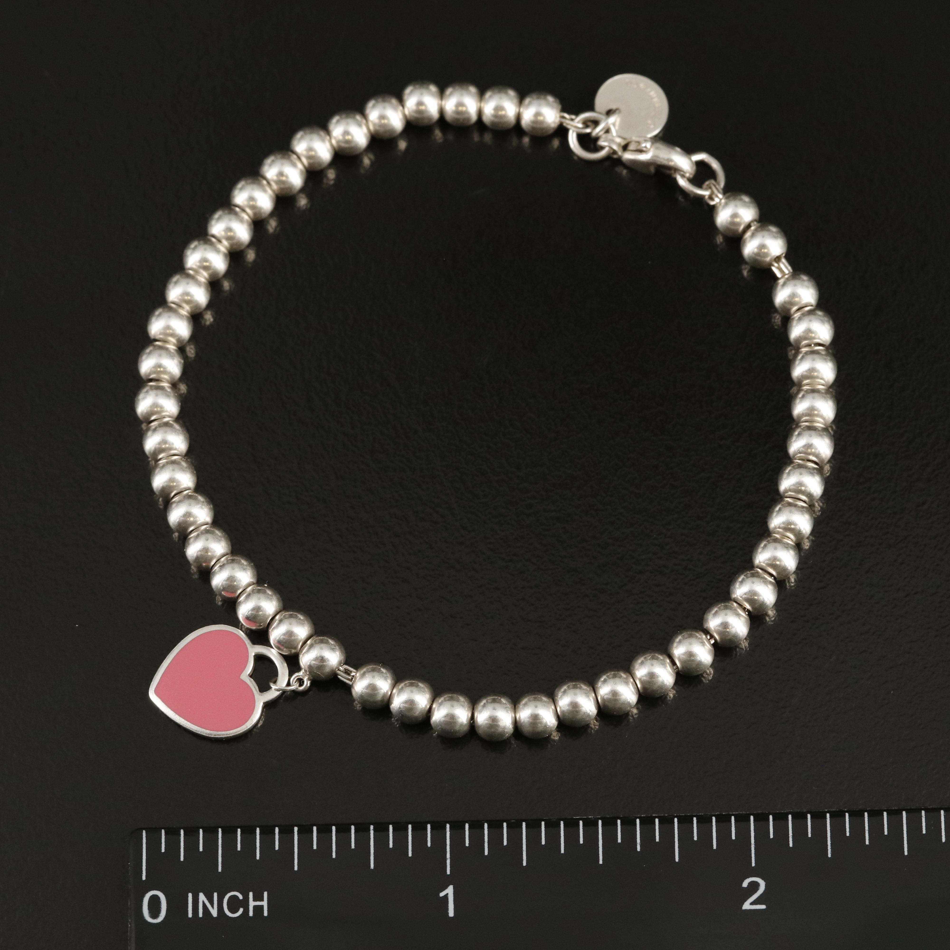 Tiffany & Co. Sterling "Return to Tiffany" Mini Enamel Heart Tag Bead Bracelet