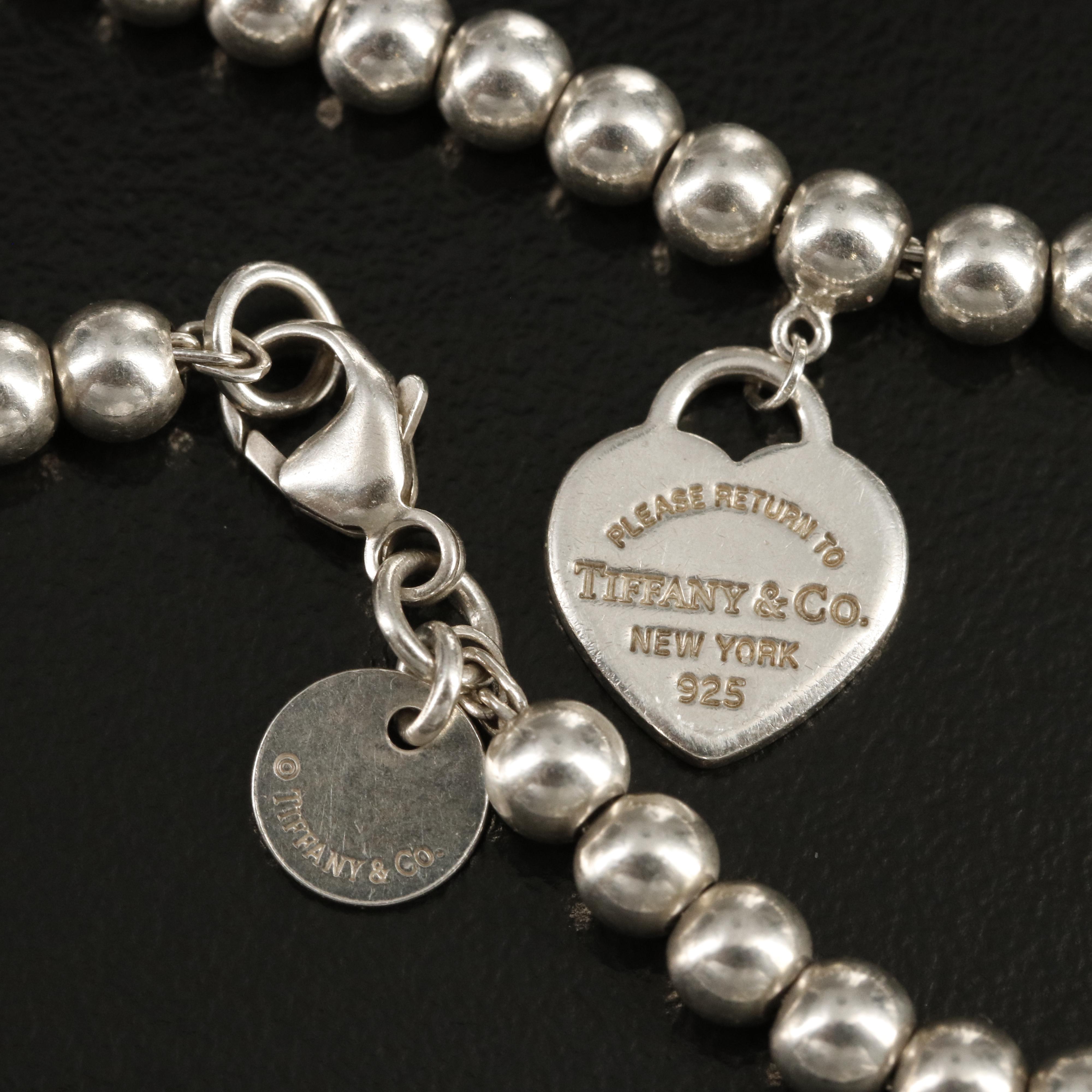 Tiffany & Co. Sterling "Return to Tiffany" Mini Enamel Heart Tag Bead Bracelet