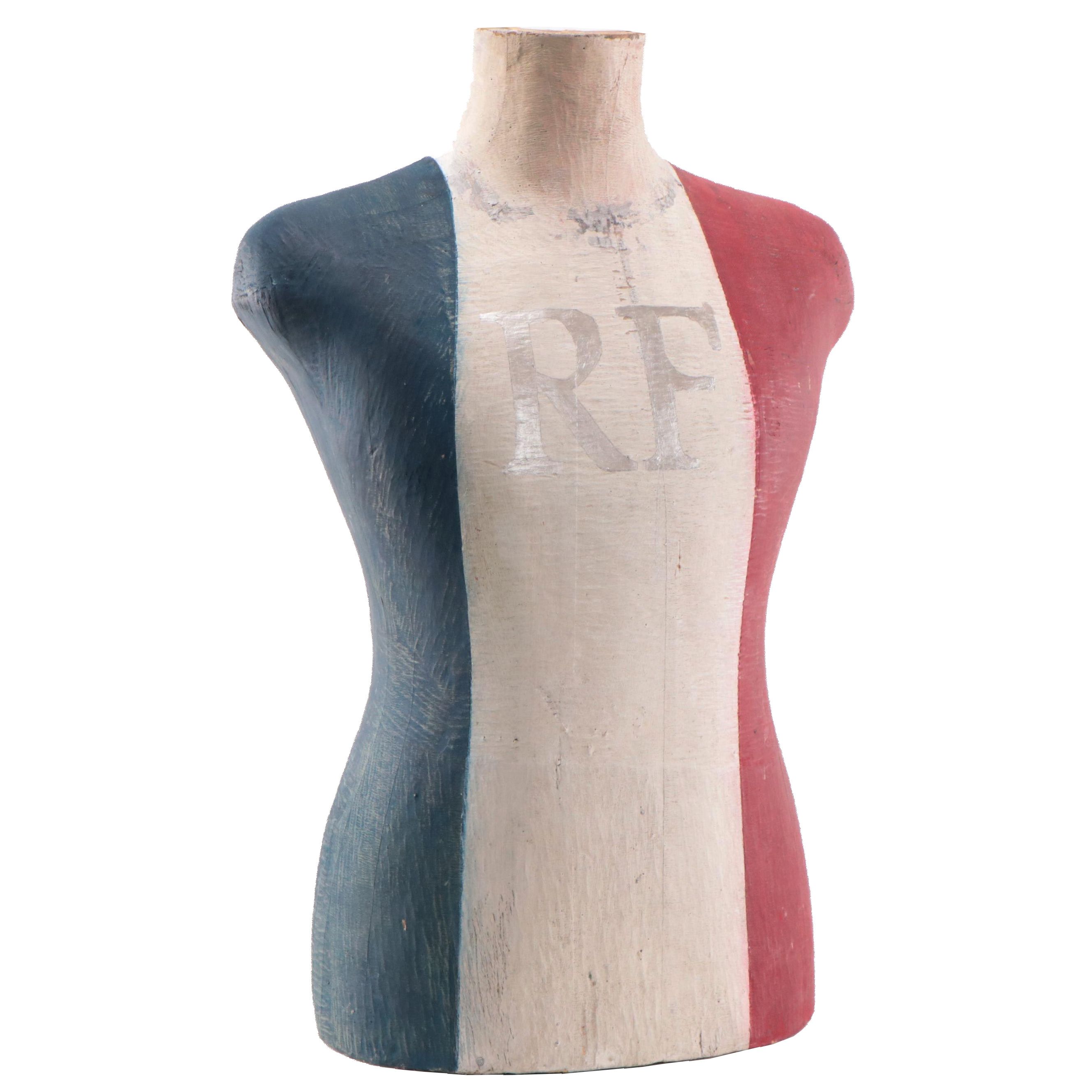 Unisex Painted and Carved Wood Mannequin Bust