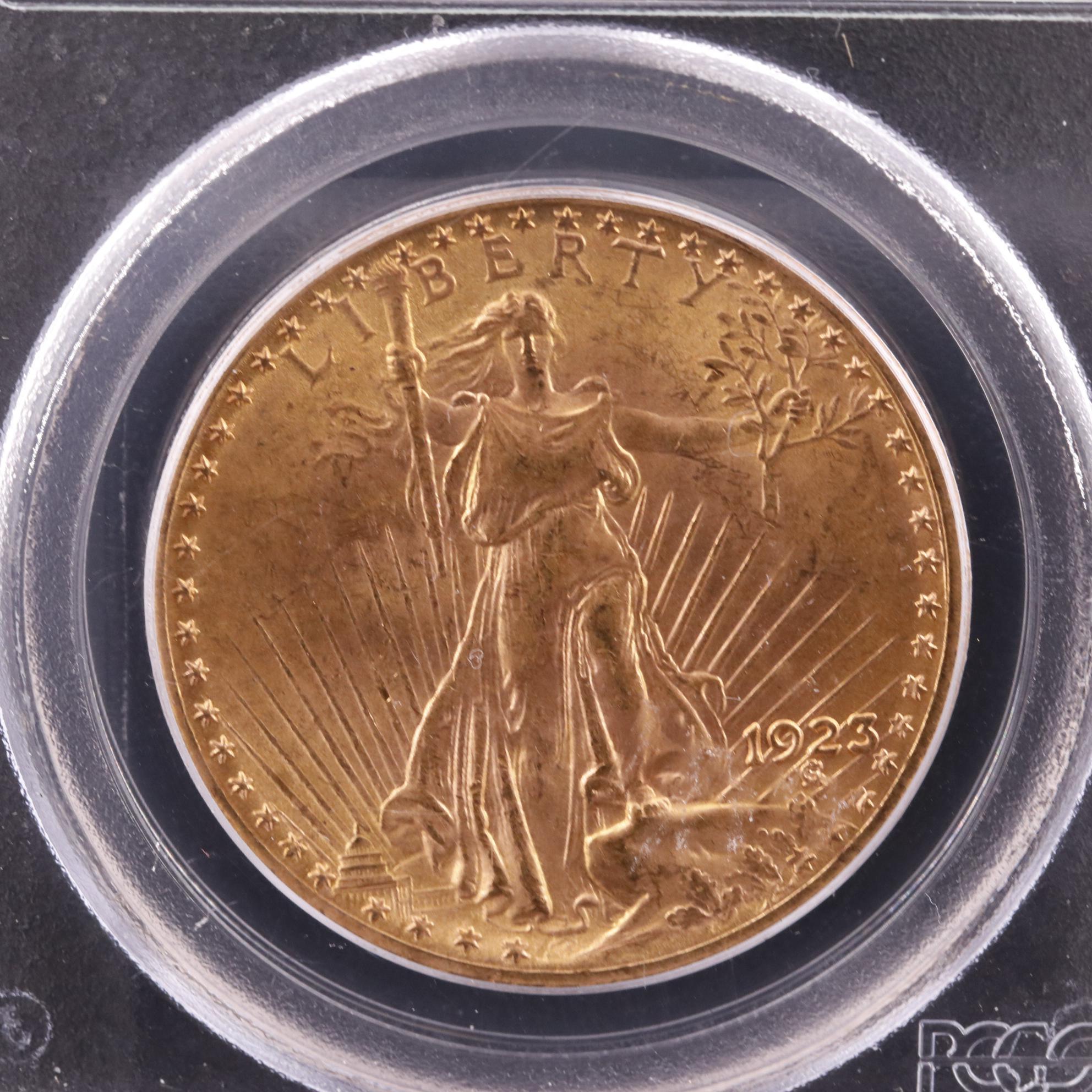 PCGS Graded MS63 1923 Saint Gaudens $20 Gold Coin