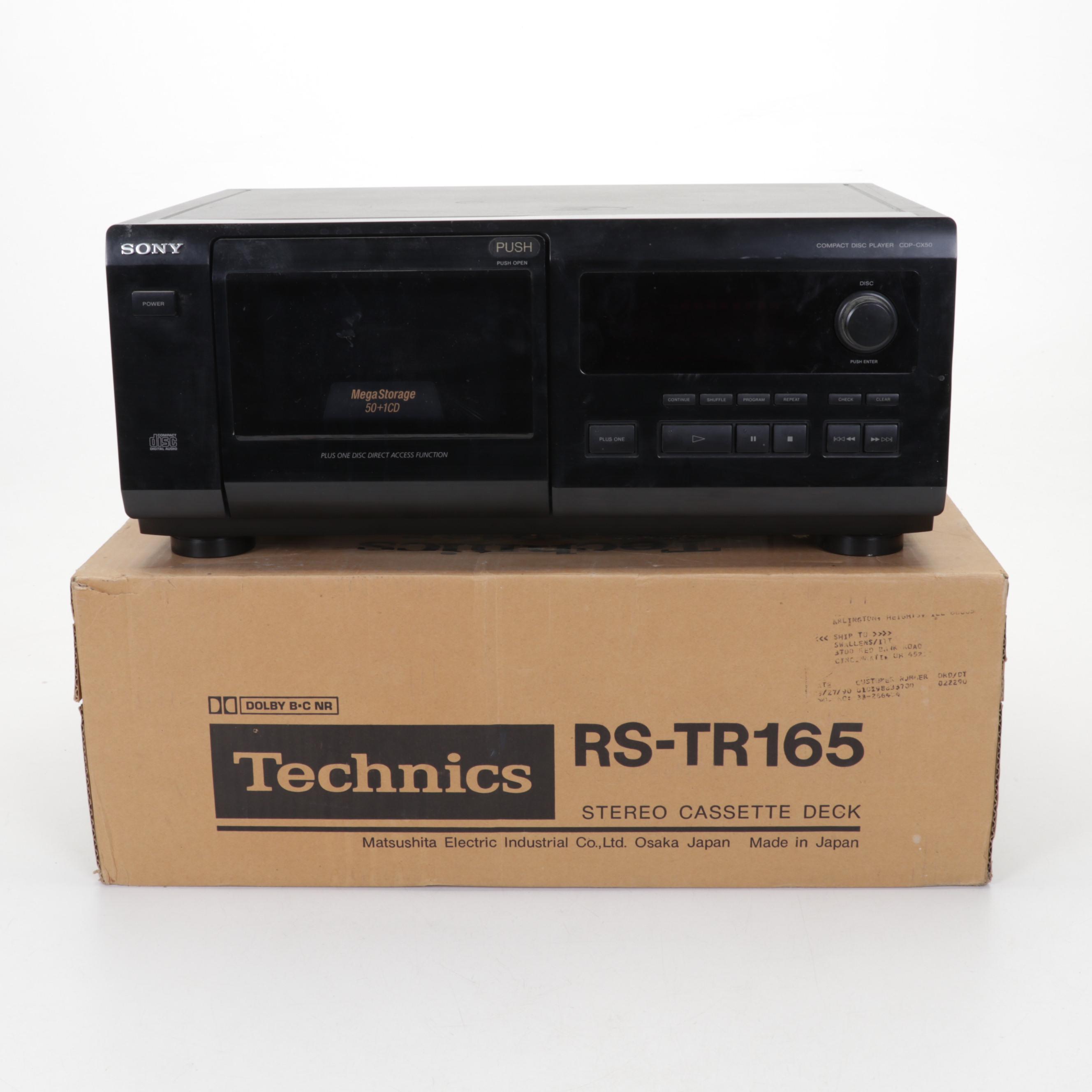 Sony CDP-CX50 CD Player and Technics RS-TR165 Stereo Cassette Deck In Box