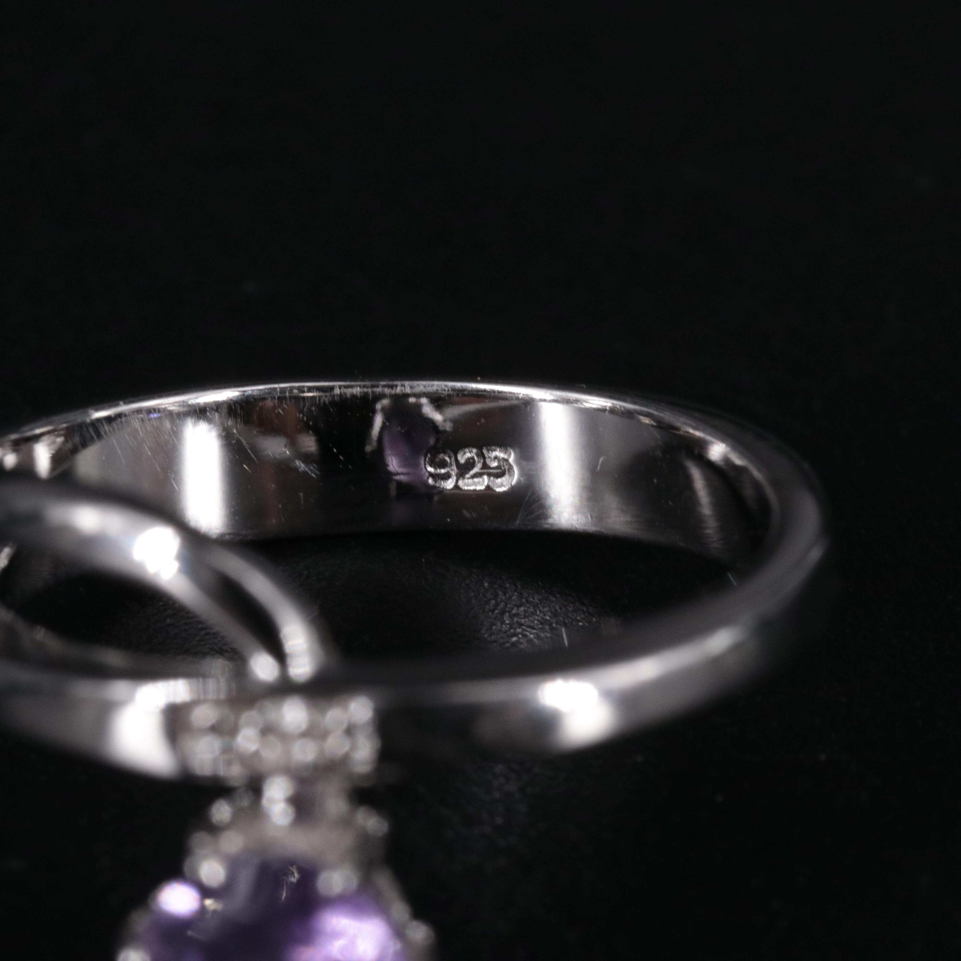 Sterling Amethyst and Diamond Ring