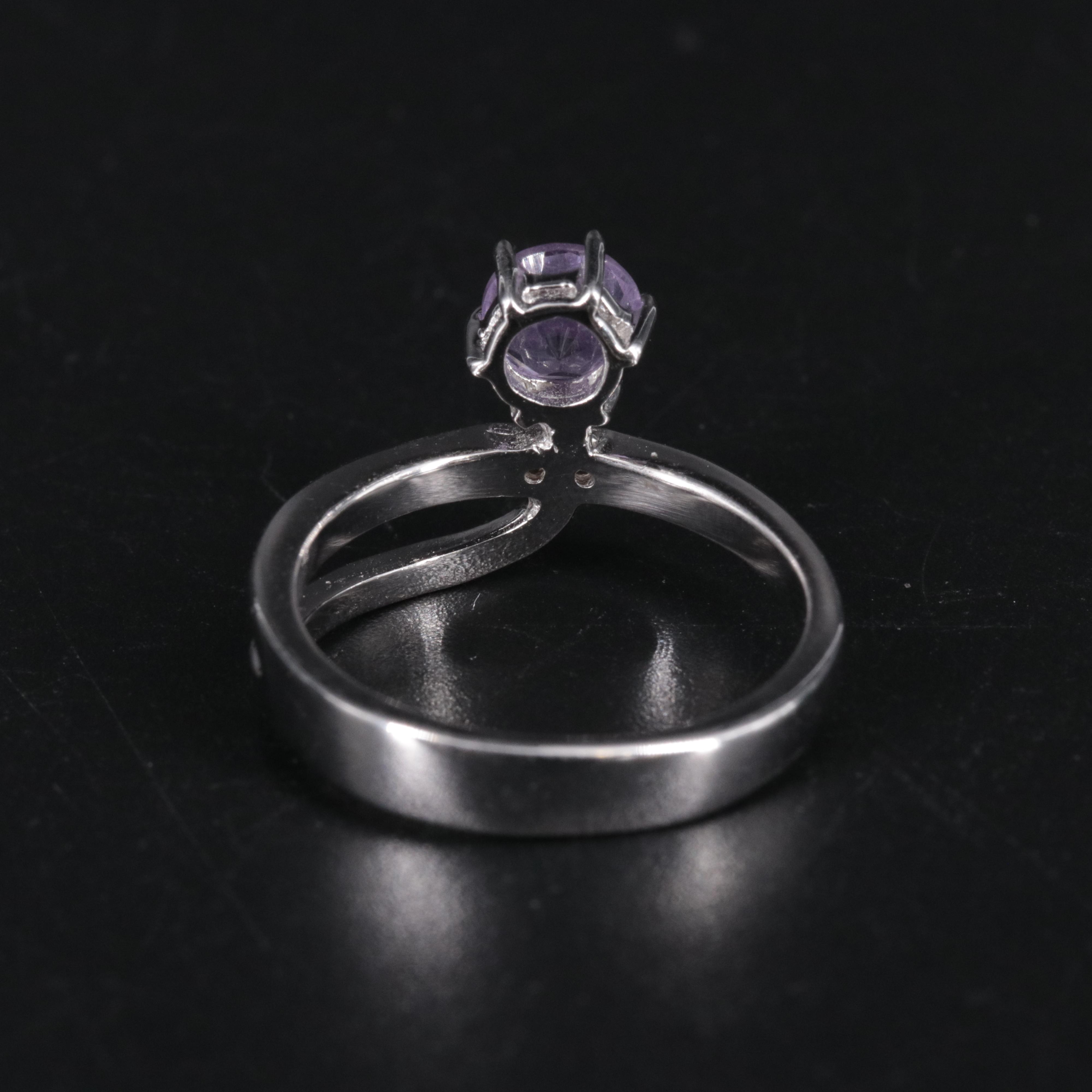 Sterling Amethyst and Diamond Ring