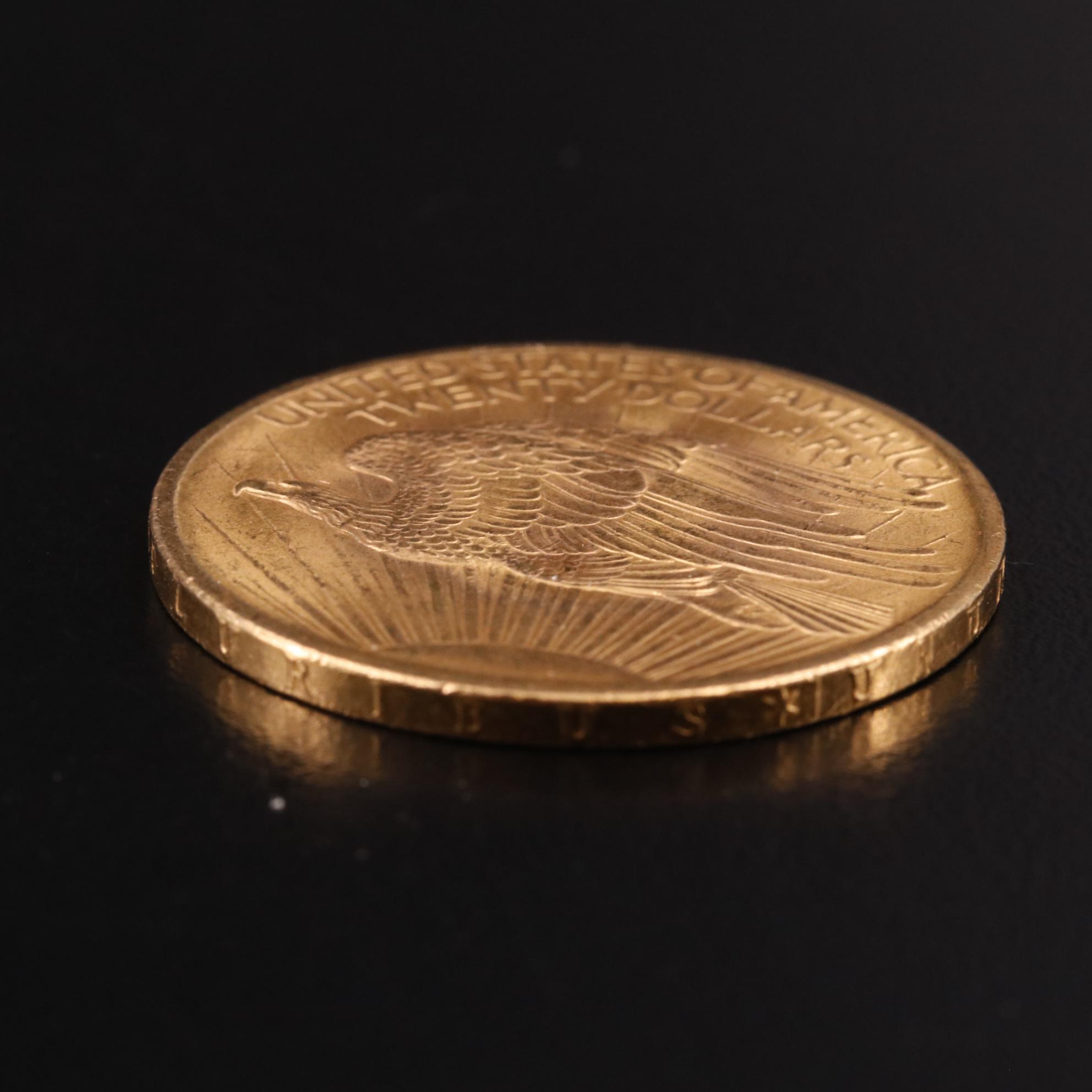 1908 "No Motto" Saint Gaudens $20 Gold Coin