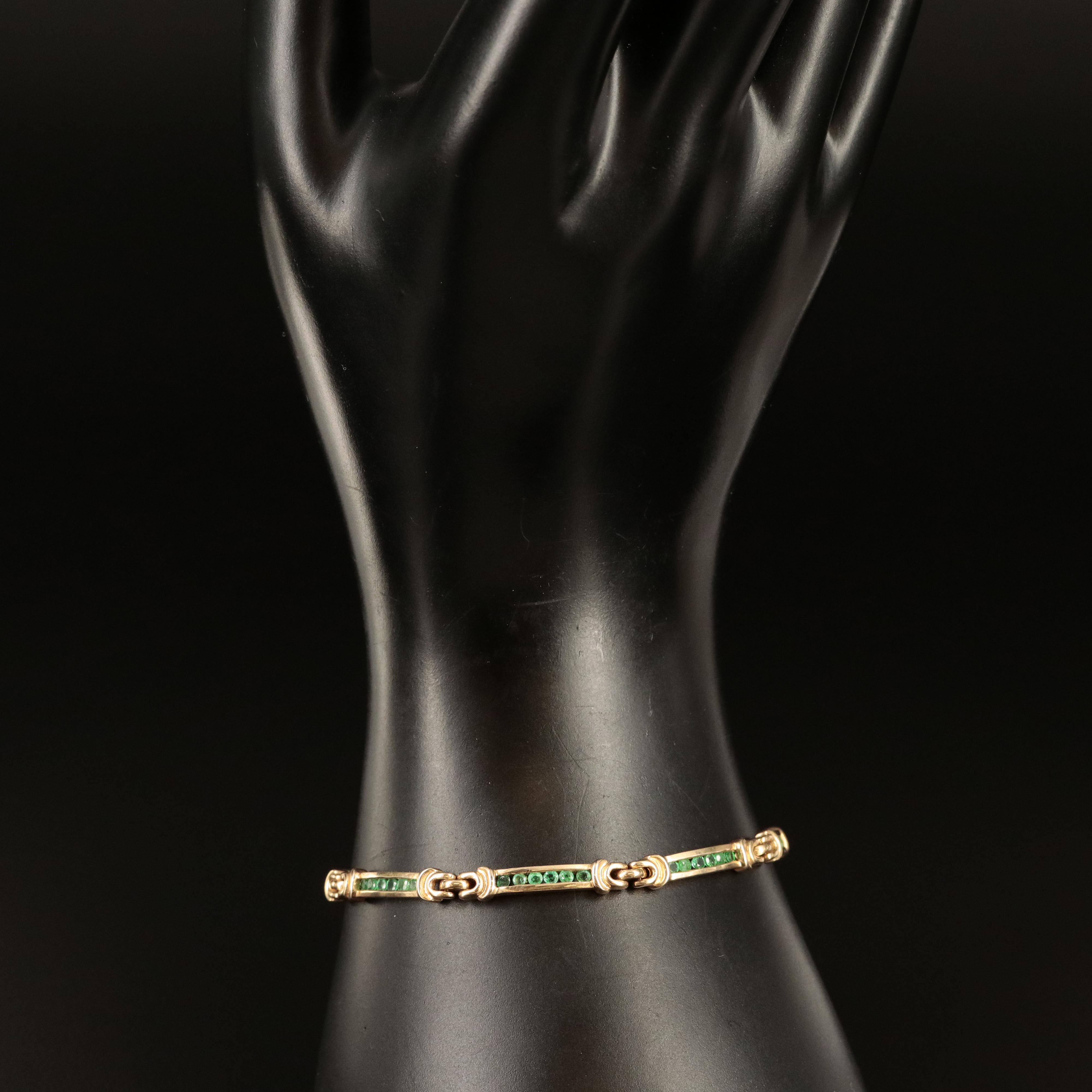 14K Emerald Channel Set Bracelet