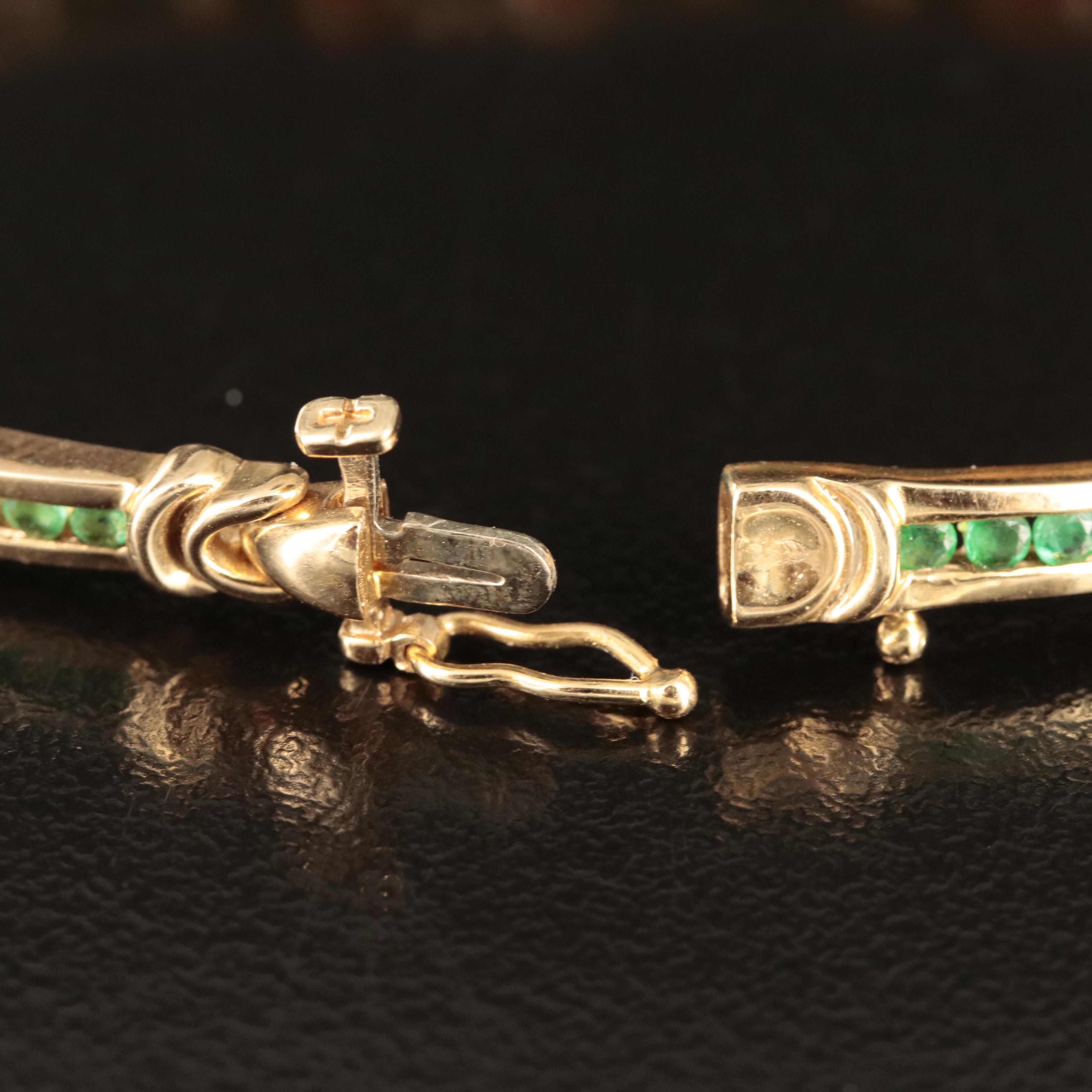 14K Emerald Channel Set Bracelet