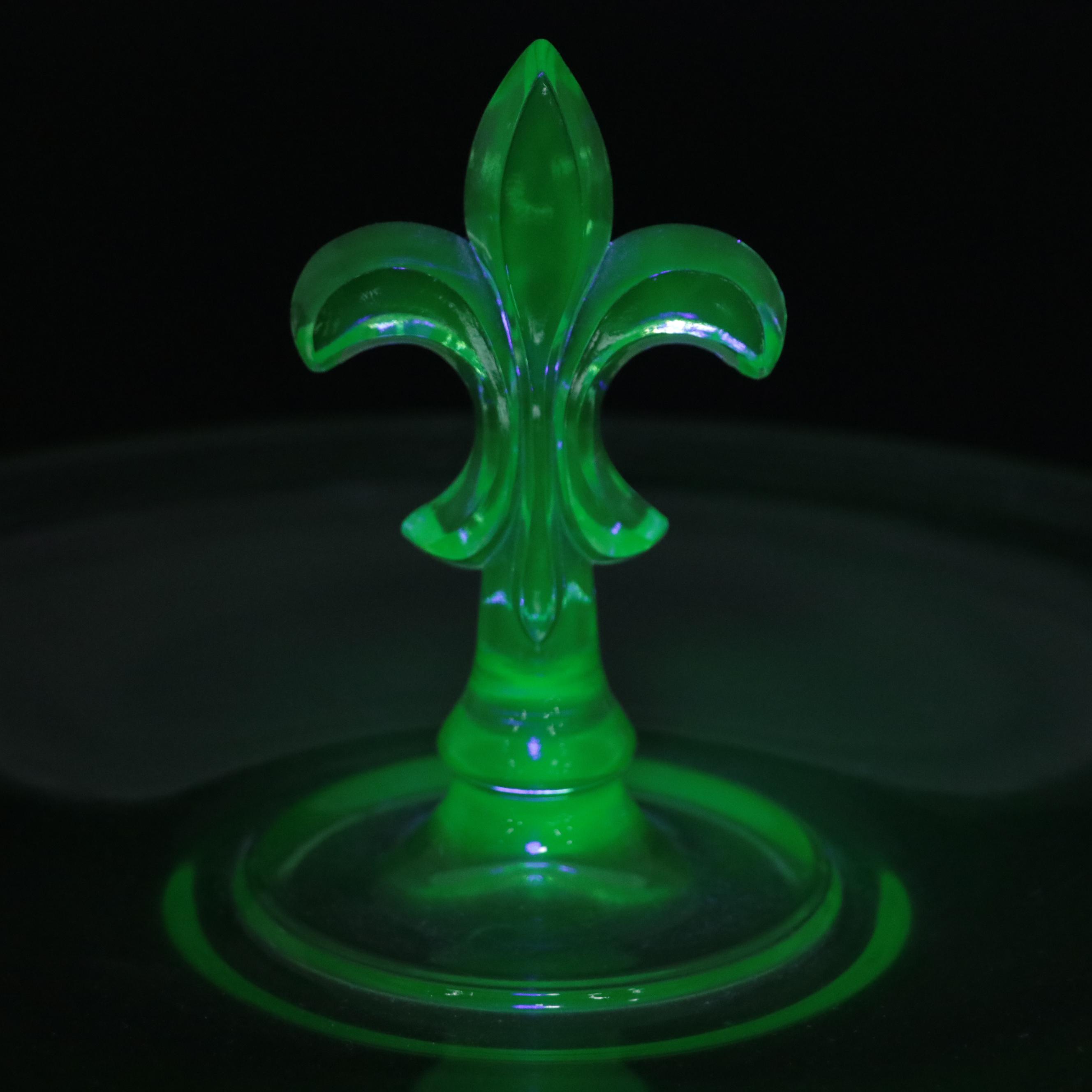 Variety of Heisey and Other Green Glass Serve Ware