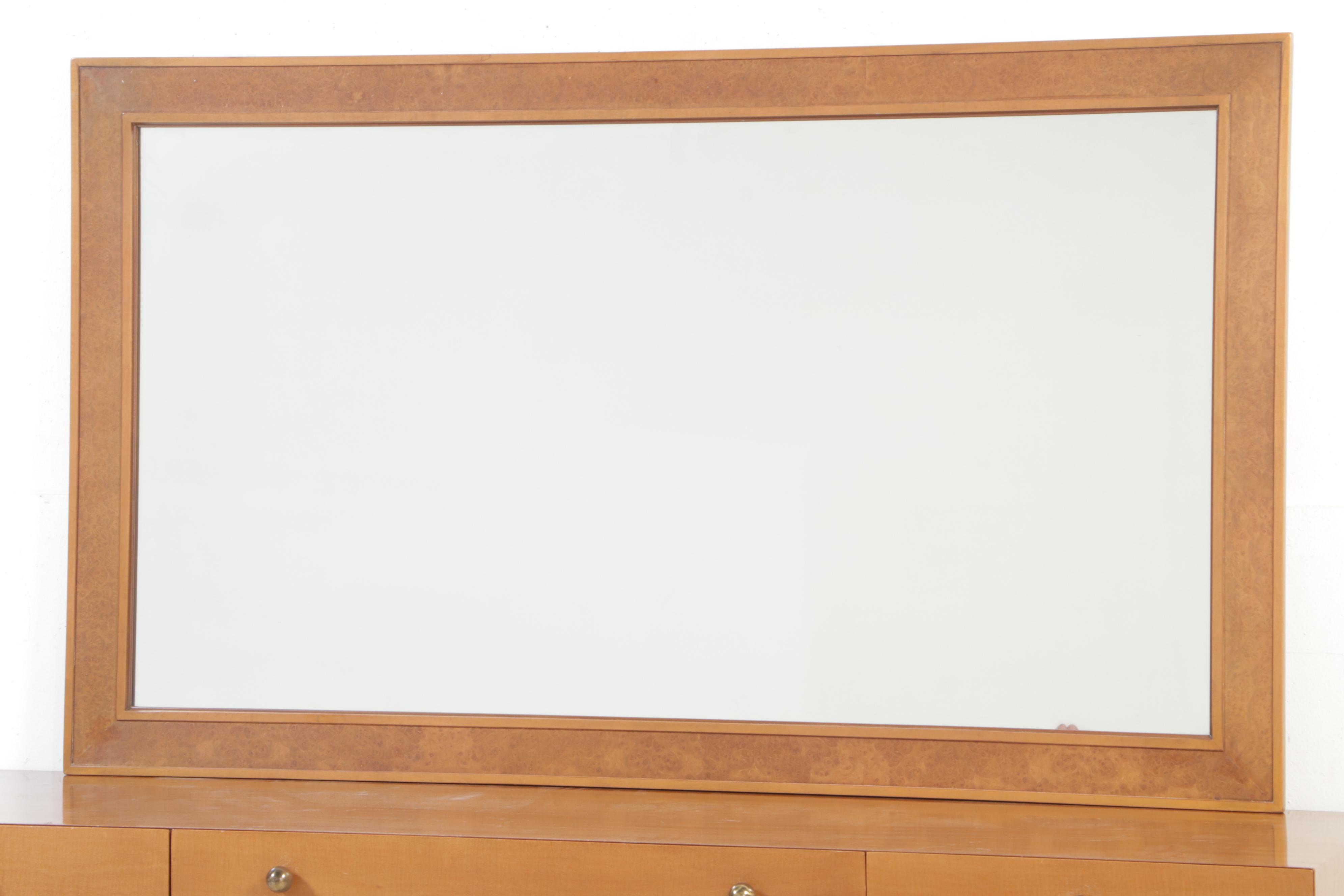 Romweber Empire Style Mahogany, Maple, and Burlwood Thirteen-Drawer Dresser