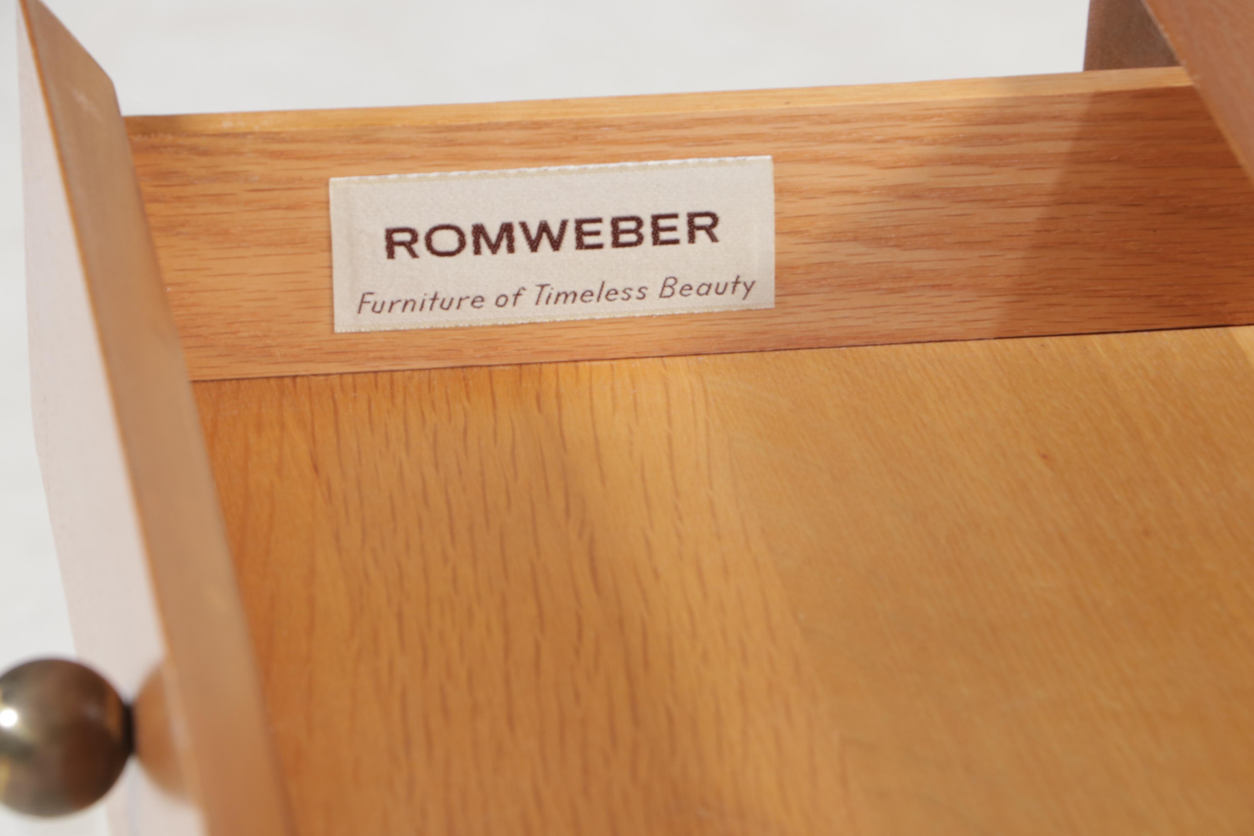 Romweber Empire Style Mahogany, Maple, and Burlwood Thirteen-Drawer Dresser