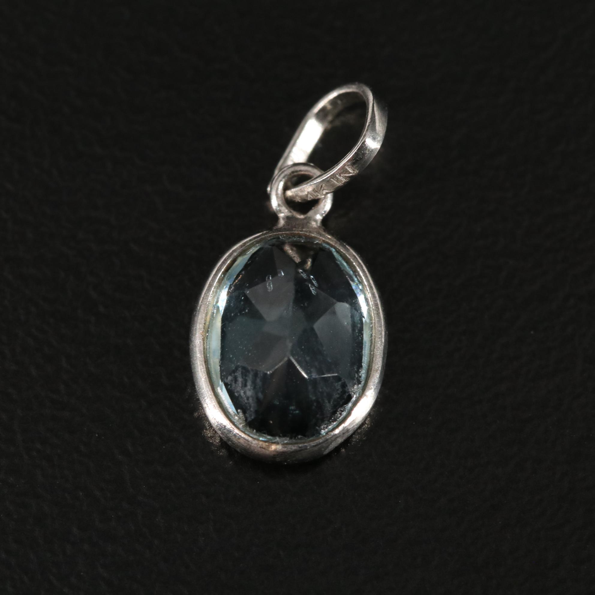 14K Blue Topaz Pendant