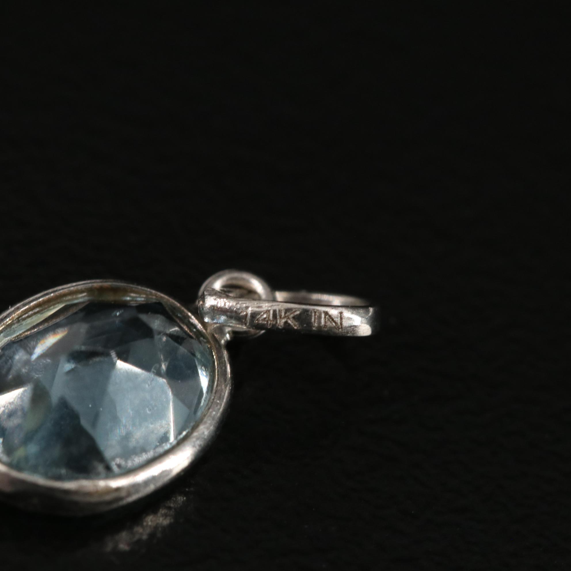 14K Blue Topaz Pendant
