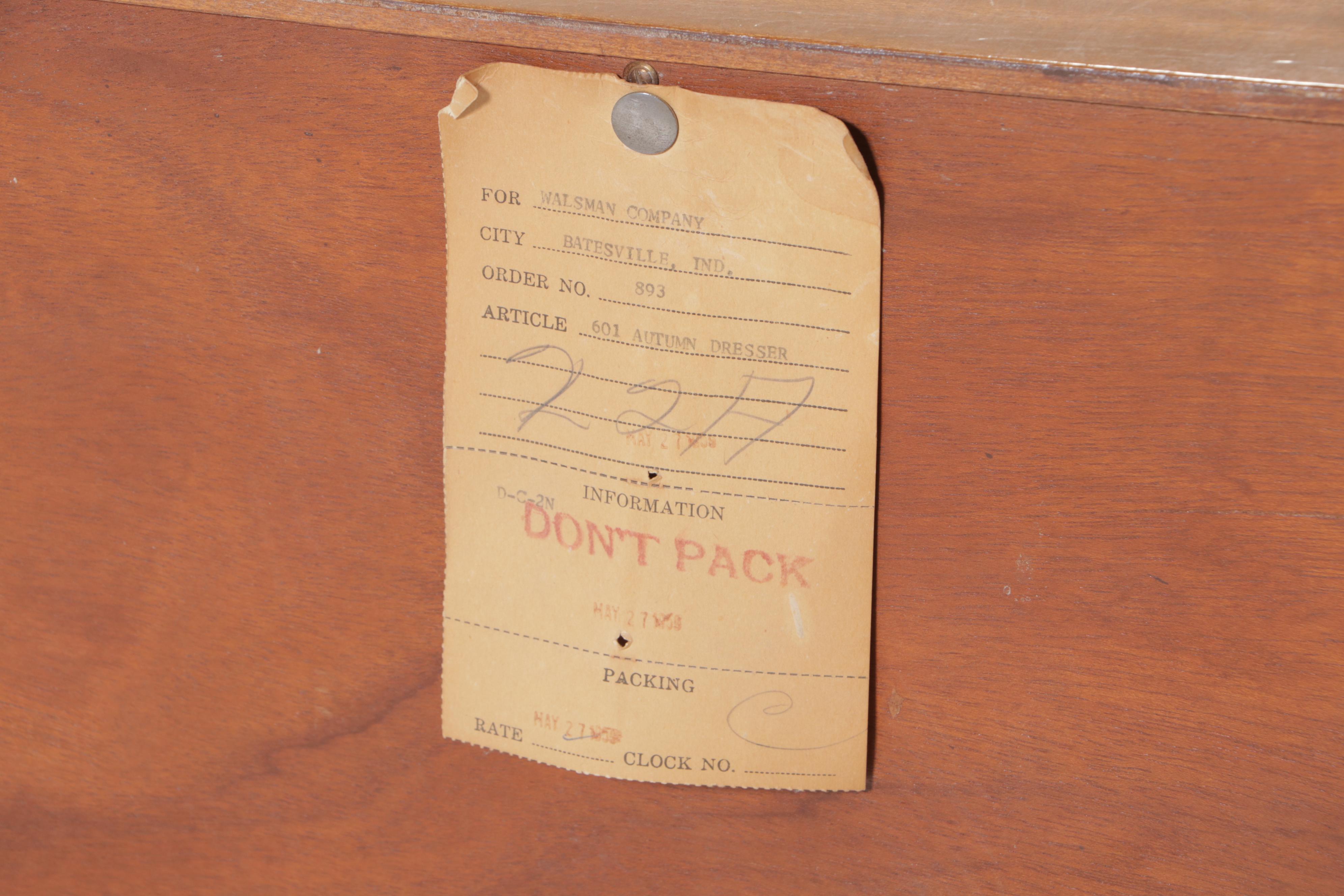 Romweber Empire Style Mahogany, Maple, and Burlwood Thirteen-Drawer Dresser