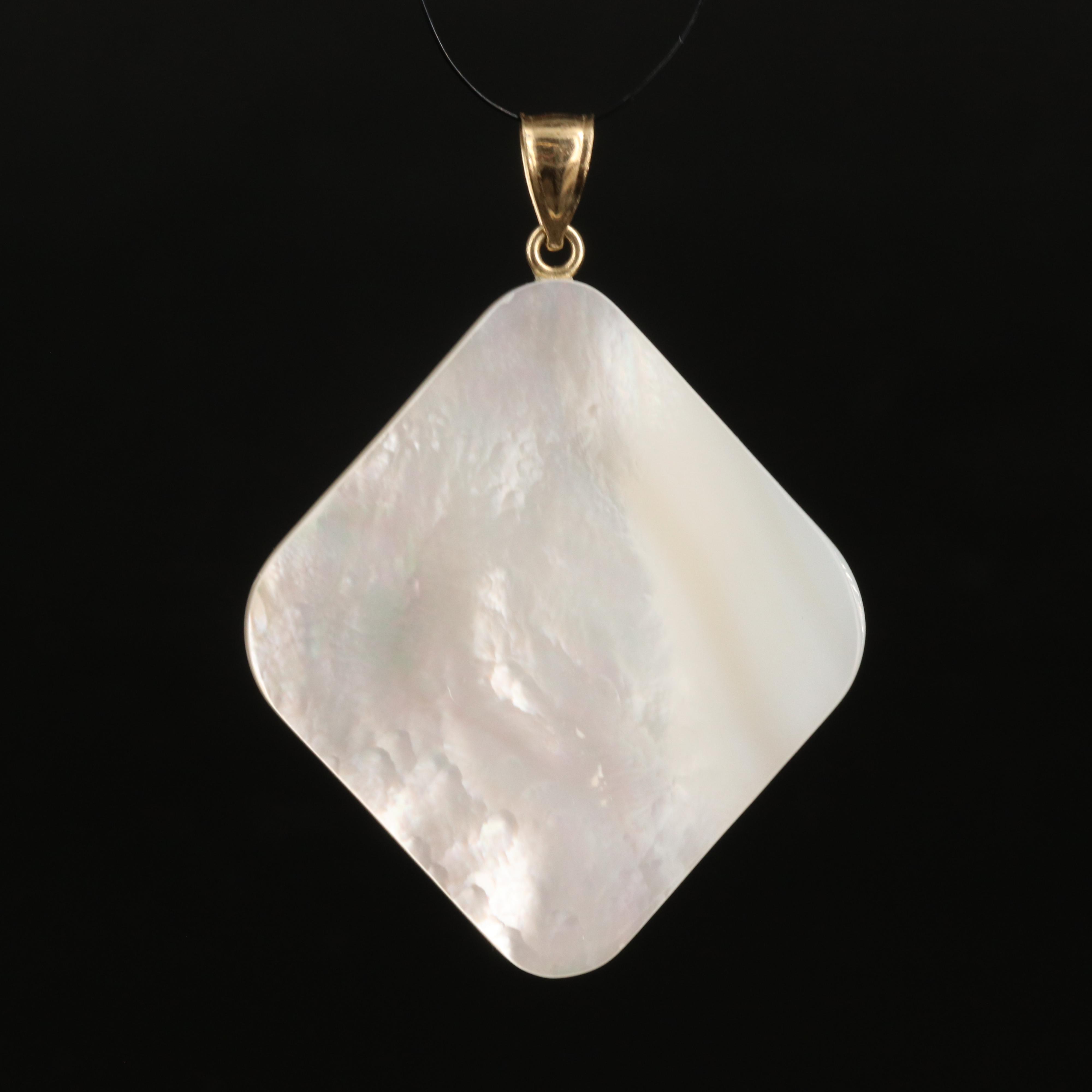 14K Fleur-de-Lis Overlay Mother-of-Pearl Pendant