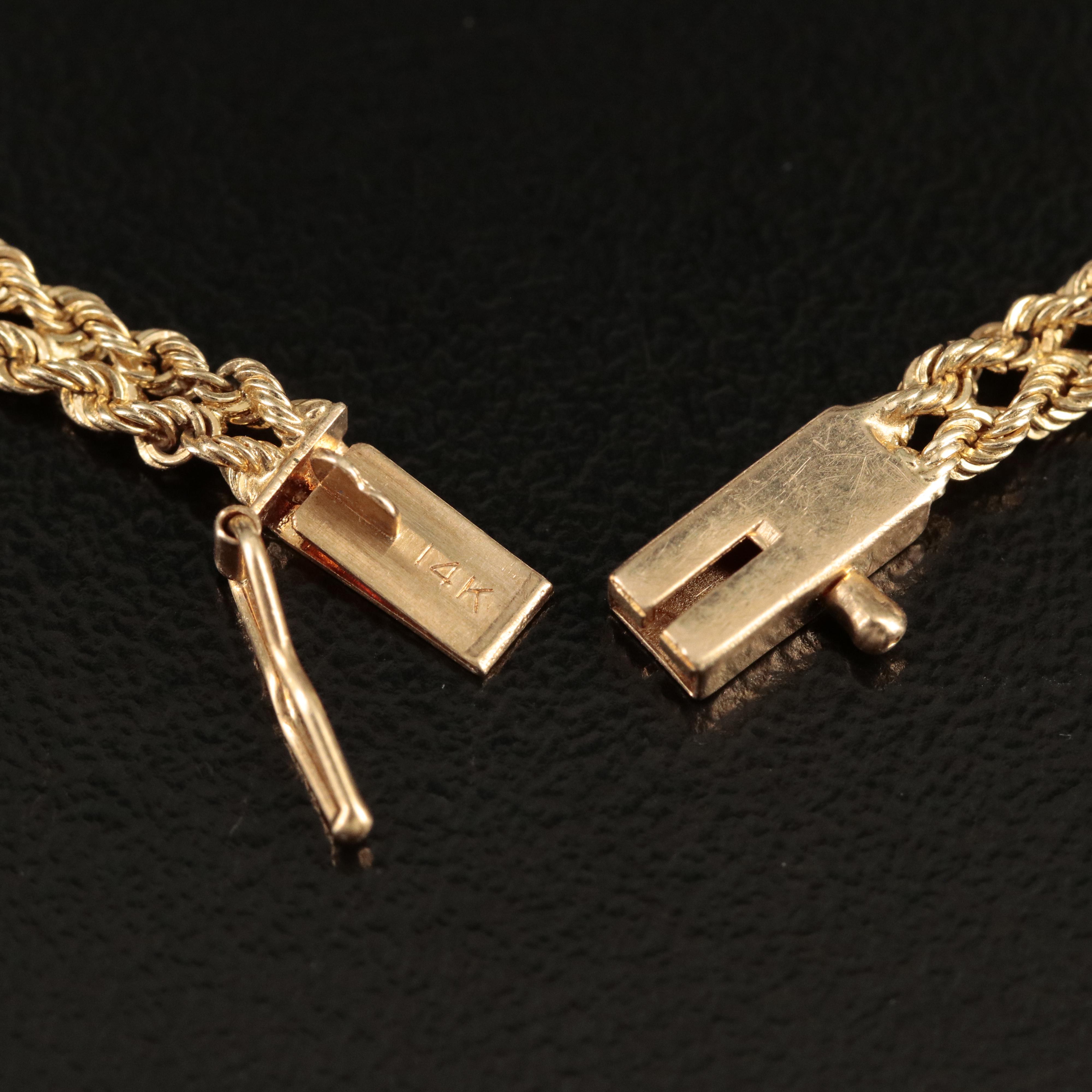 14K 0.10 CTW Diamond on Double Row Rope Chain Bracelet