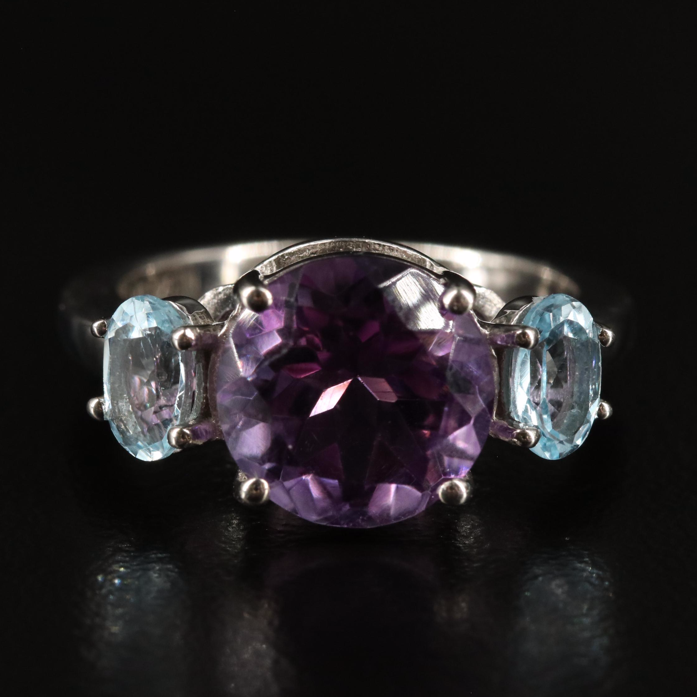 Sterling Amethyst and Blue Topaz Ring