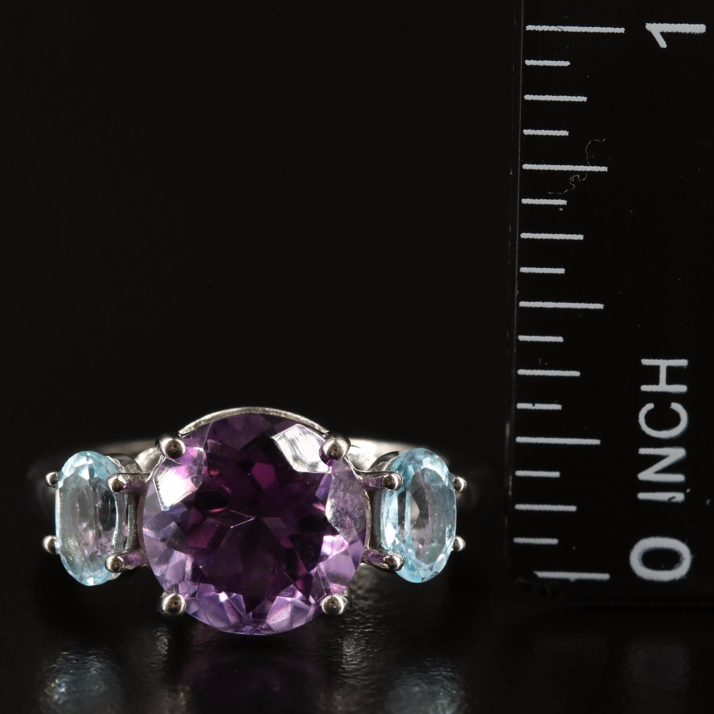 Sterling Amethyst and Blue Topaz Ring