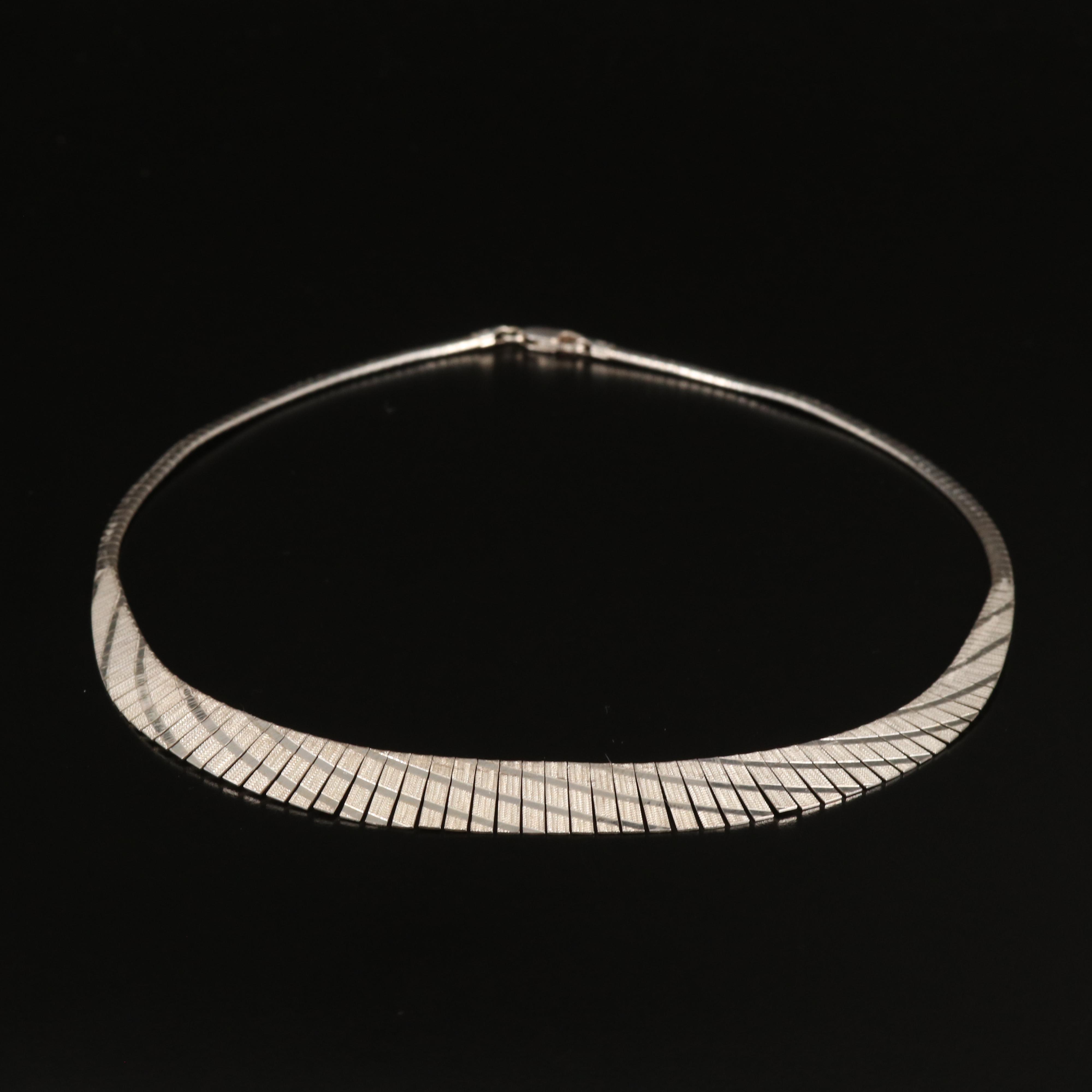 Italian Sterling Graduated Omega Necklace