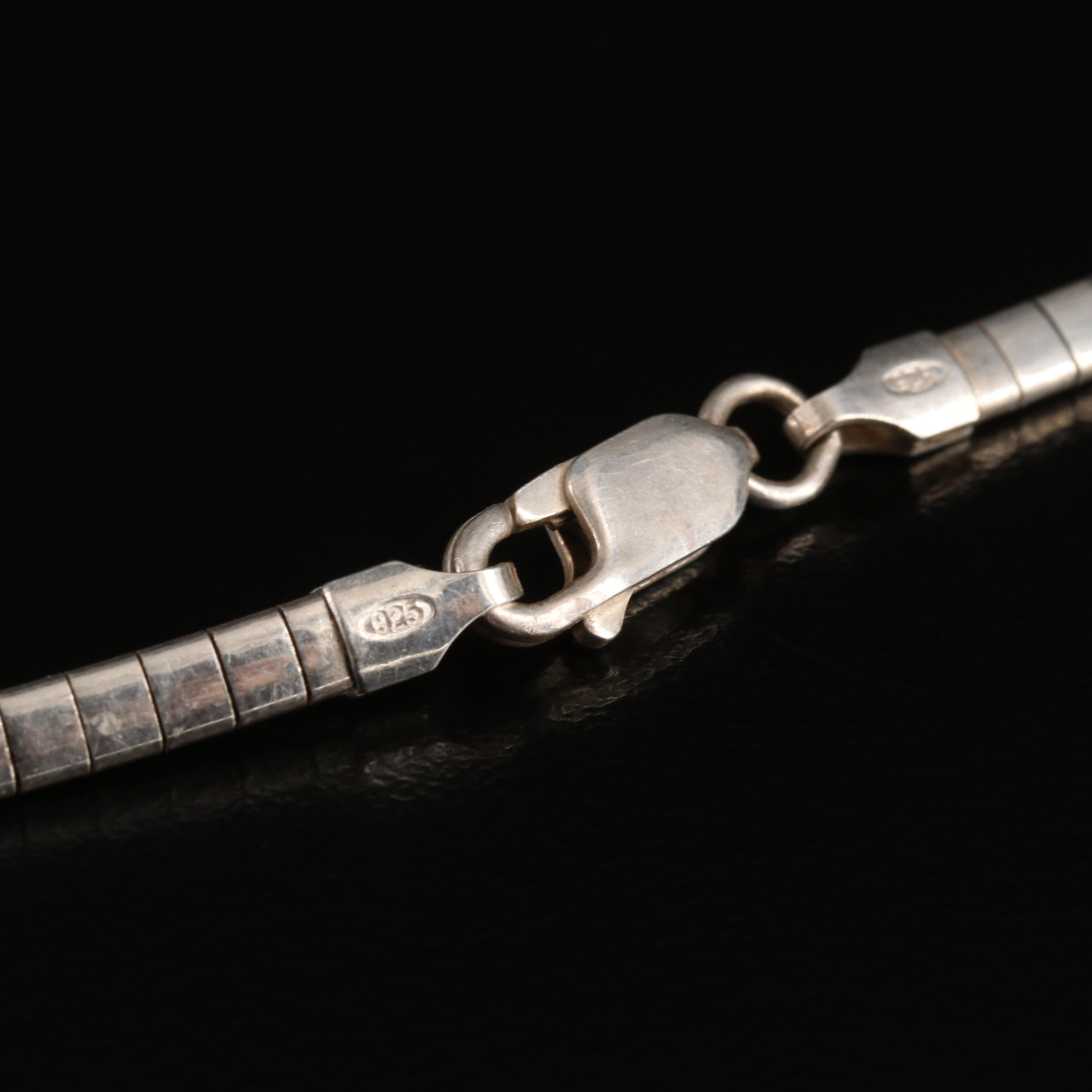 Italian Sterling Graduated Omega Necklace