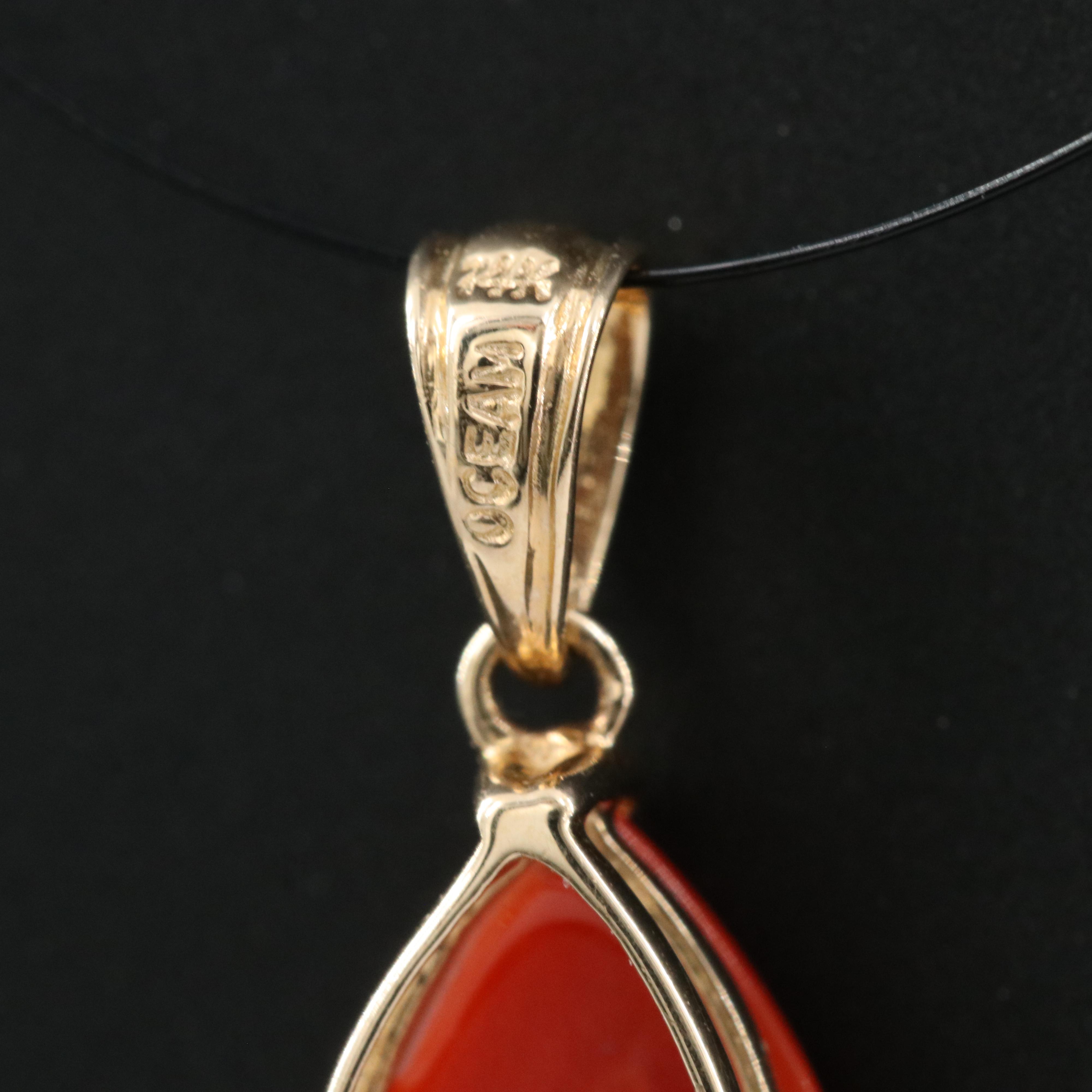 14K Coral Pendant