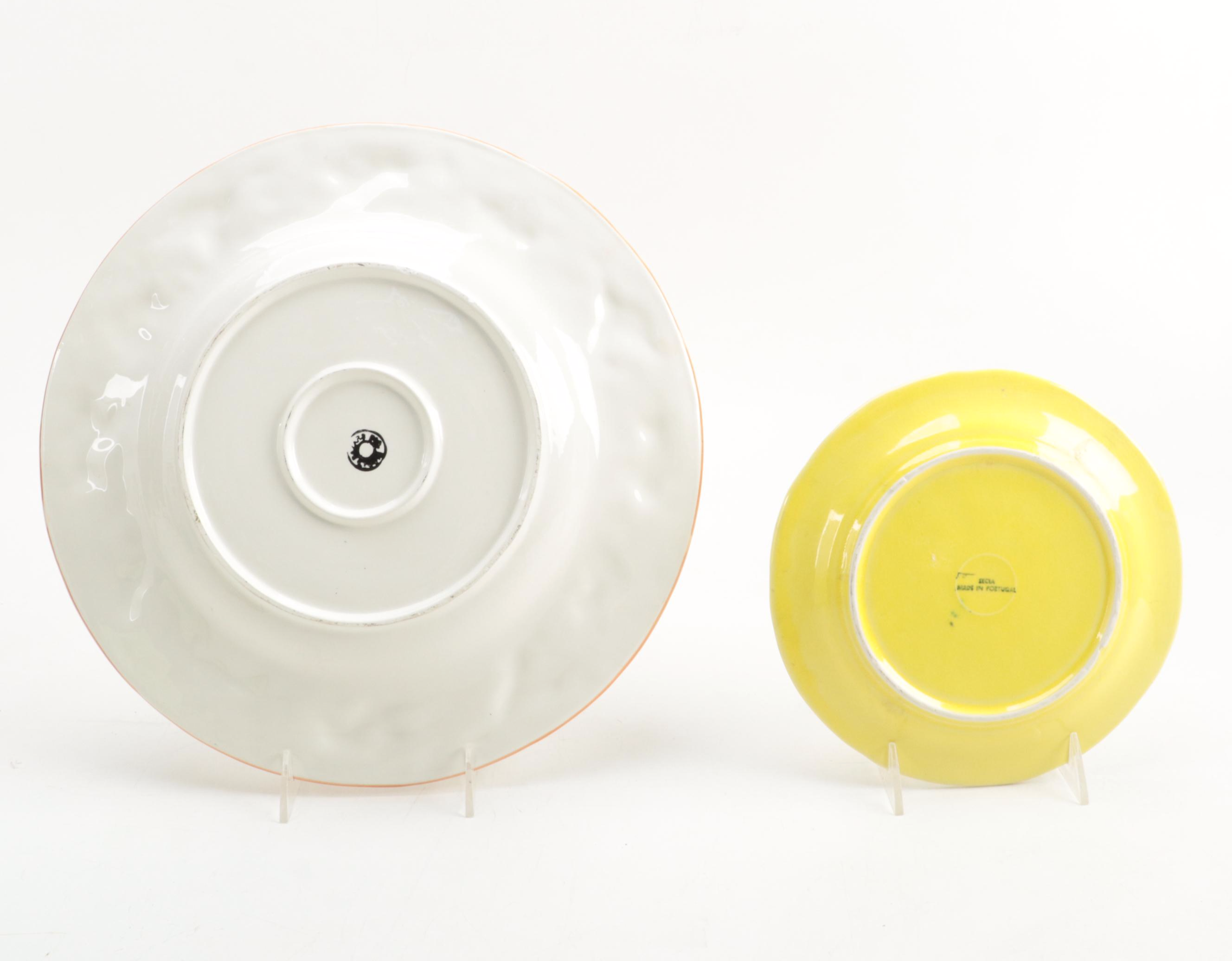 Portugese Cabbage Leaf Majolica Tableware and Other Platter