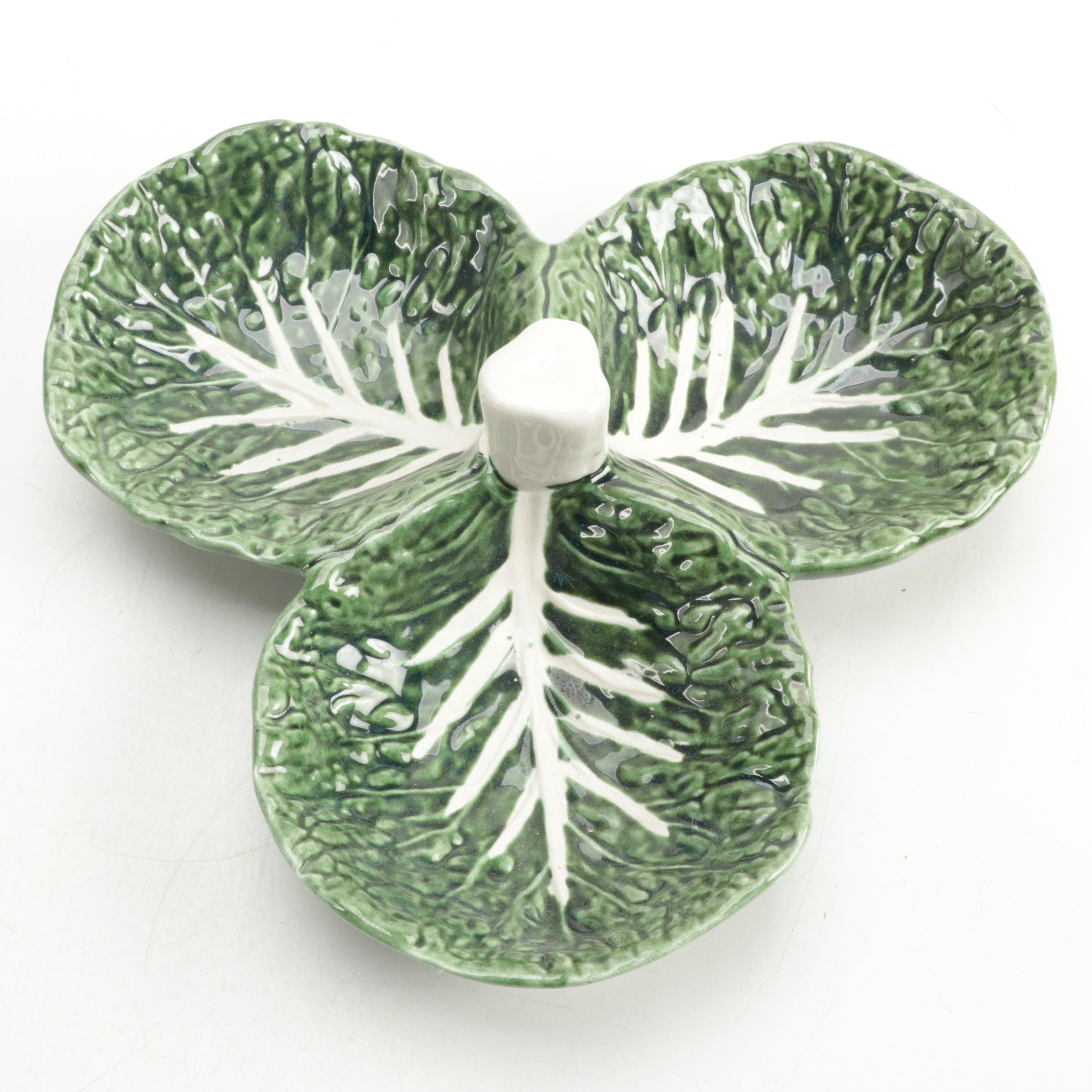 Portugese Cabbage Leaf Majolica Tableware and Other Platter