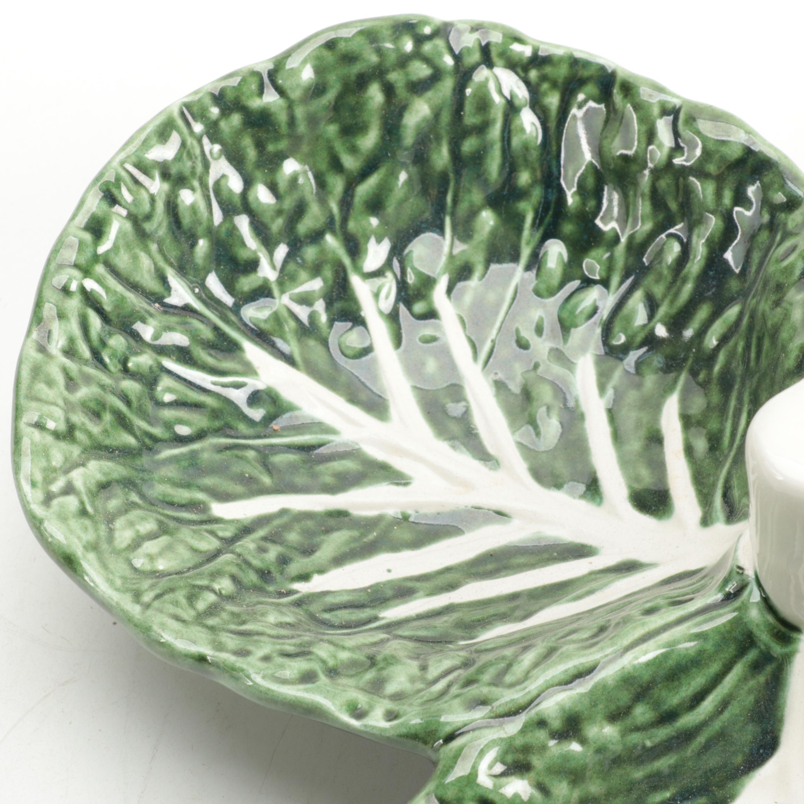 Portugese Cabbage Leaf Majolica Tableware and Other Platter