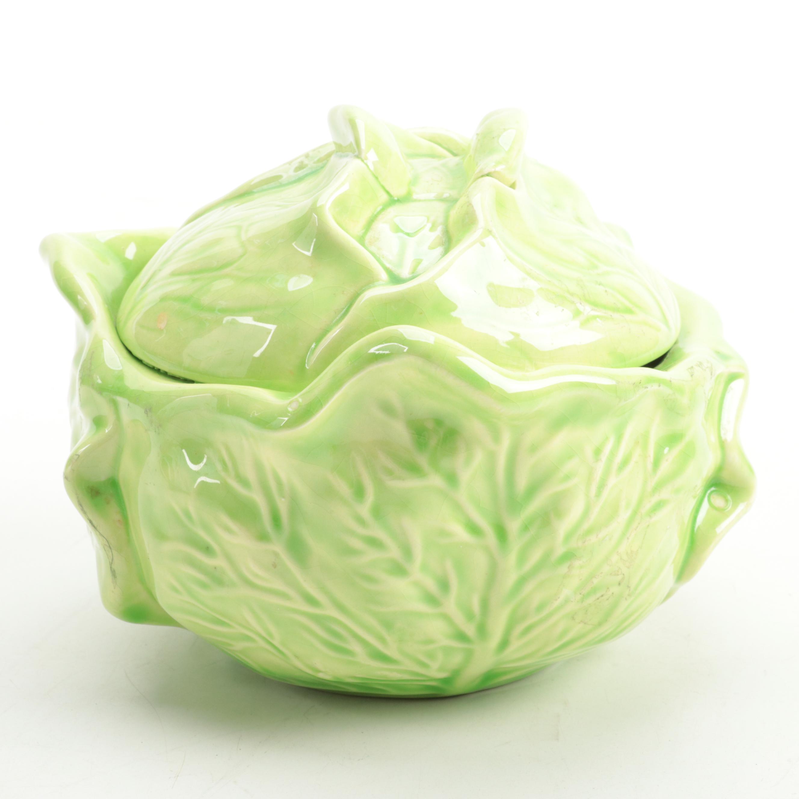Portugese Cabbage Leaf Majolica Tableware and Other Platter